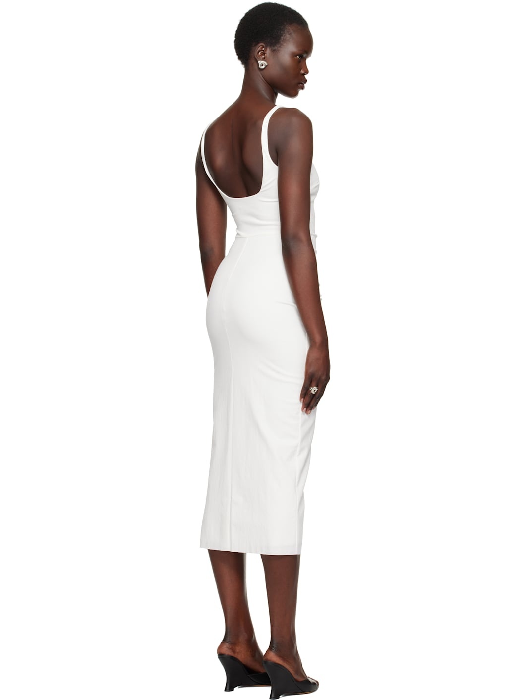 White Aveline Tuck Midi Dress - 3