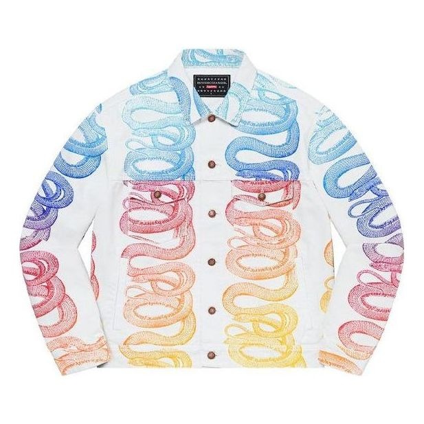 Supreme x HYSTERIC GLAMOUR Snake Denim Trucker Jacket 'White Blue Pink Yellow' SUP-SS21-534 - 1