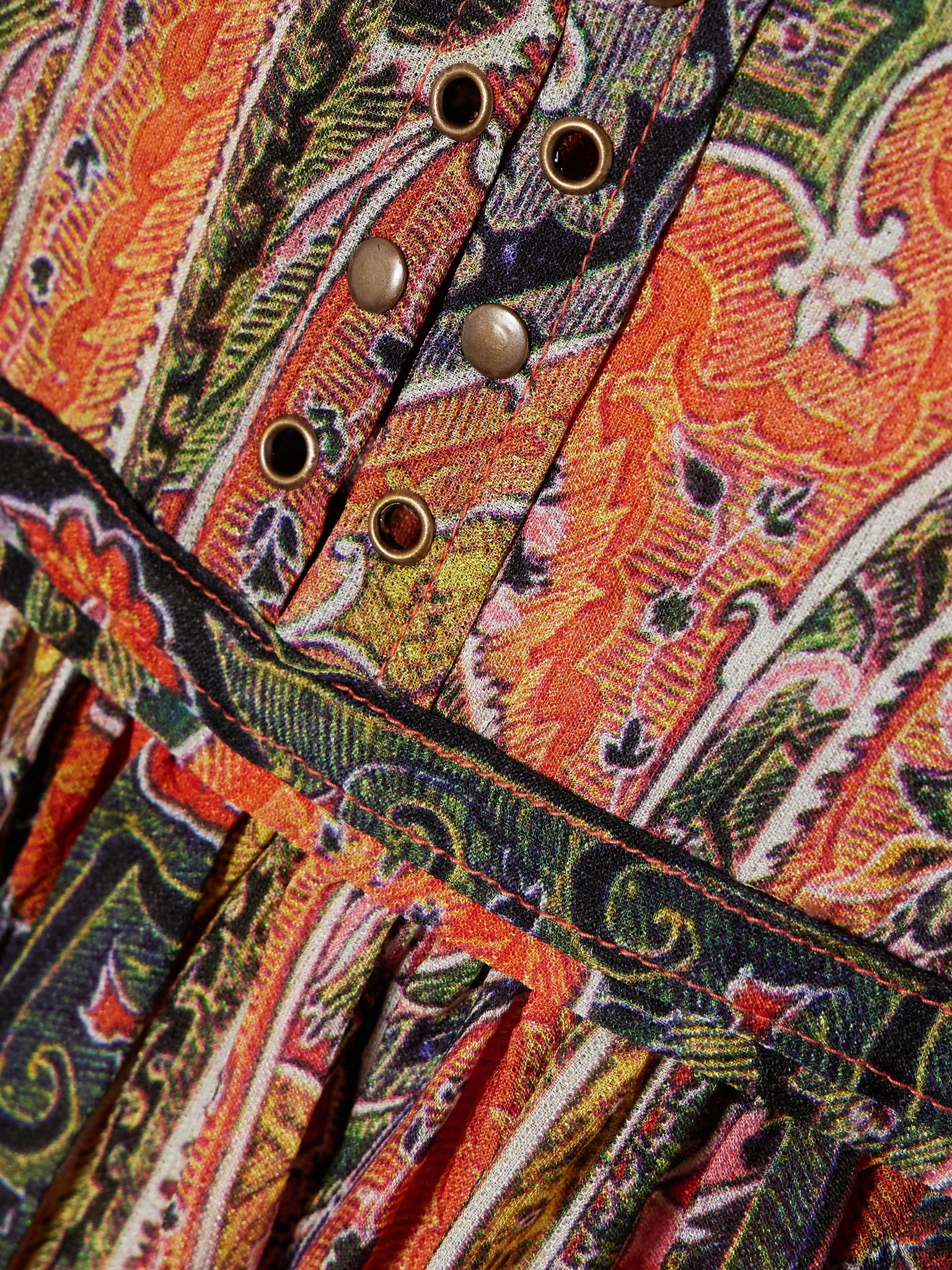 Melinda belted embellished printed silk-voile maxi dress Orange - 4