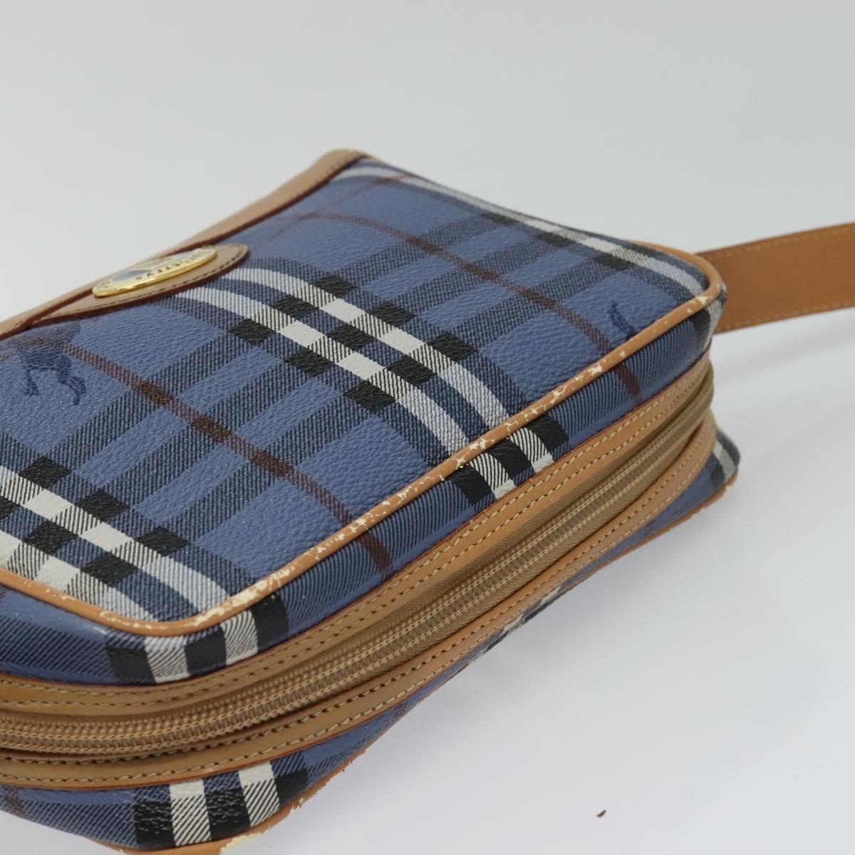 Burberry Nova Check Shoulder Bag Pvc Leather Blue - 6