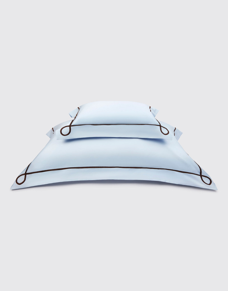 Arezzo Pillow Slip in Blue & Chocolate Cotton 5