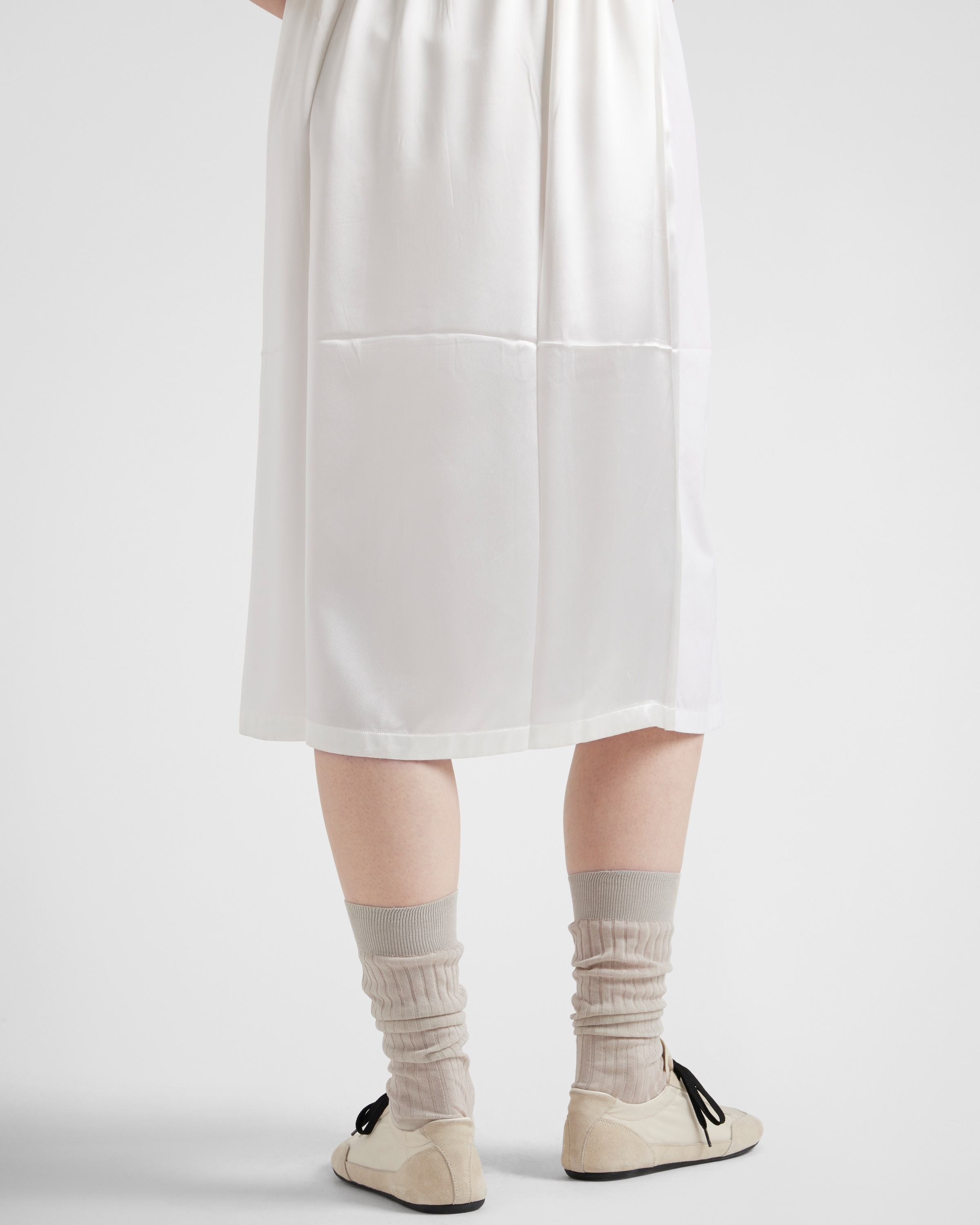 Poplin and satin dress - 6