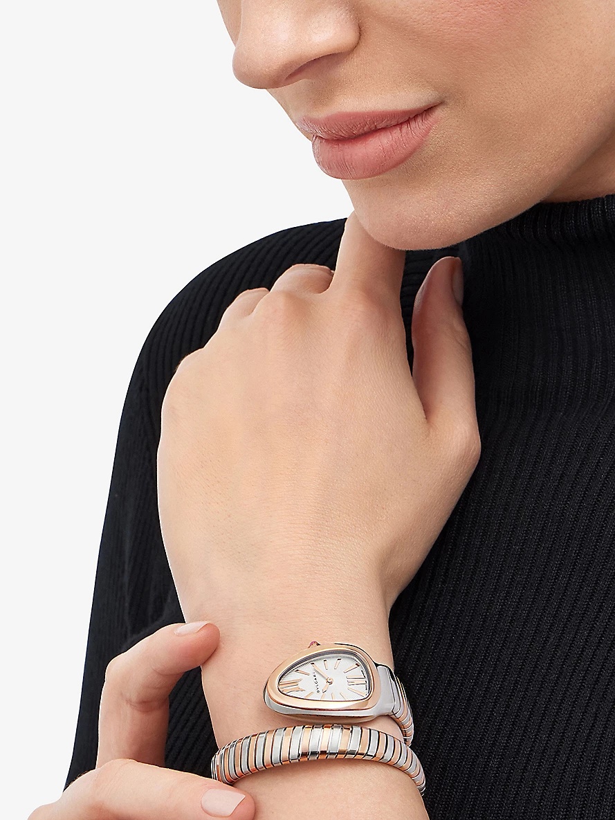 Serpenti Tubogas single-spiral 18ct rose-gold and stainless-steel quartz watch - 3