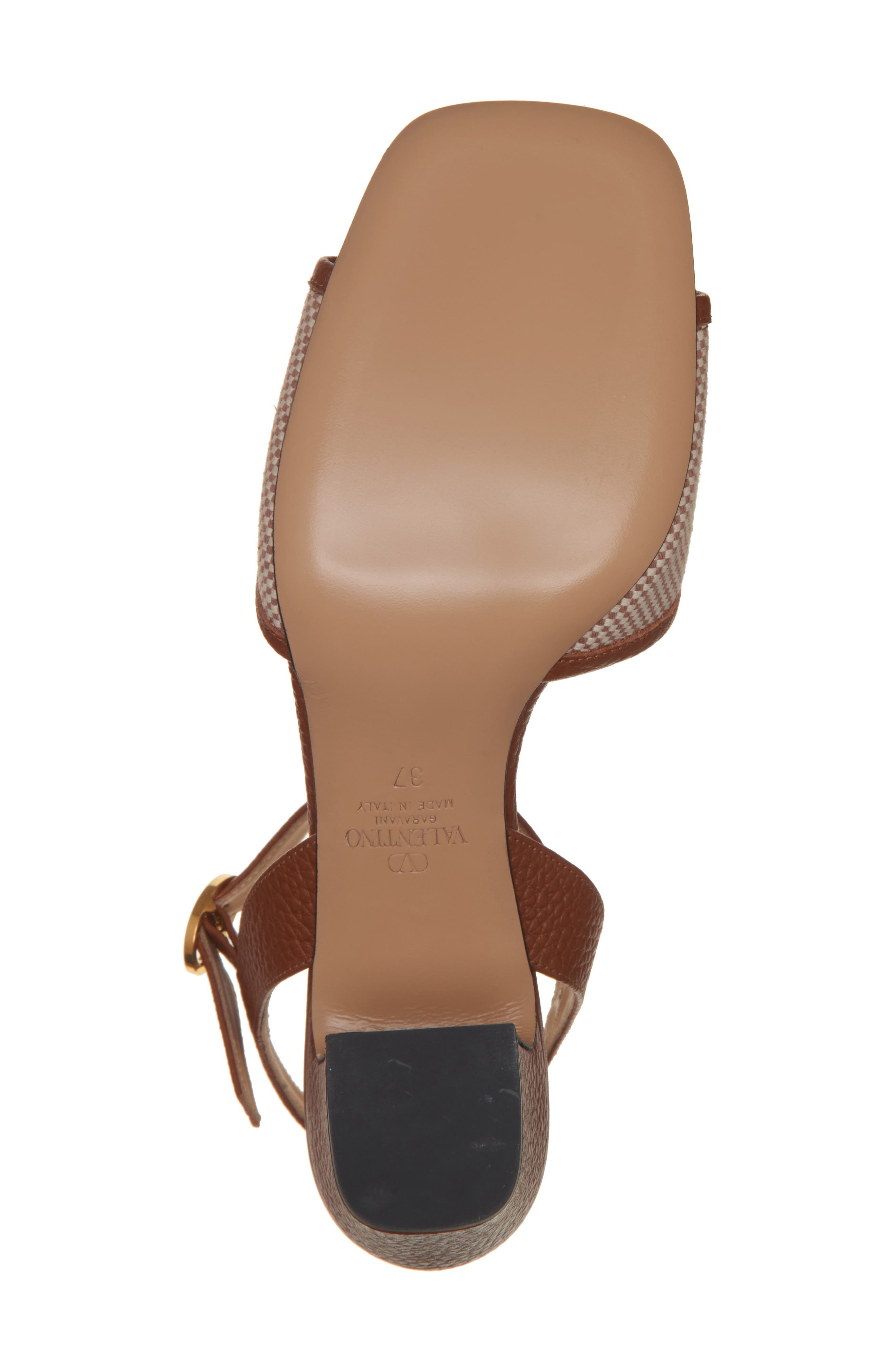 Valentino Garavani VLOGO Signature Ankle Strap Sandal in Natural/Tabacco at Nordstrom - 6