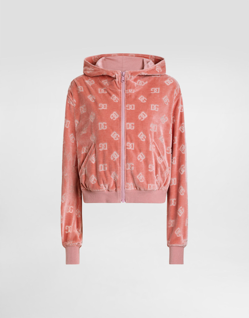 Chenille jacquard hoodie with DG logo 1