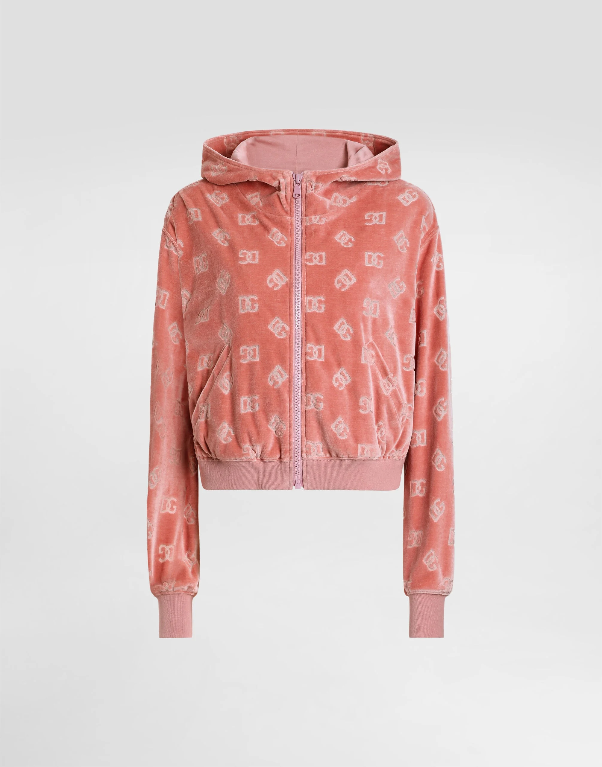 Chenille jacquard hoodie with DG logo - 1