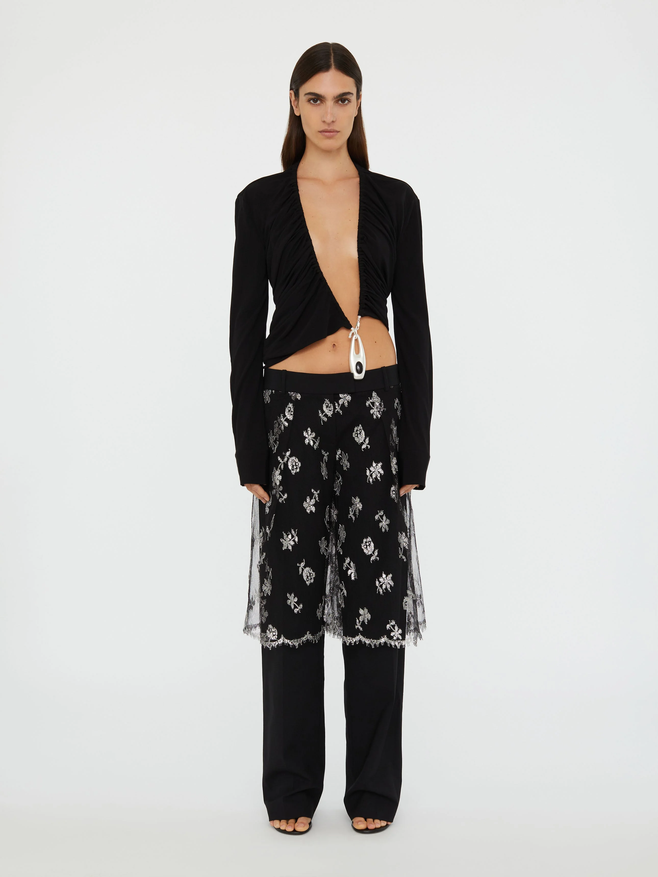 Lace Sarong Wool Trouser - 1