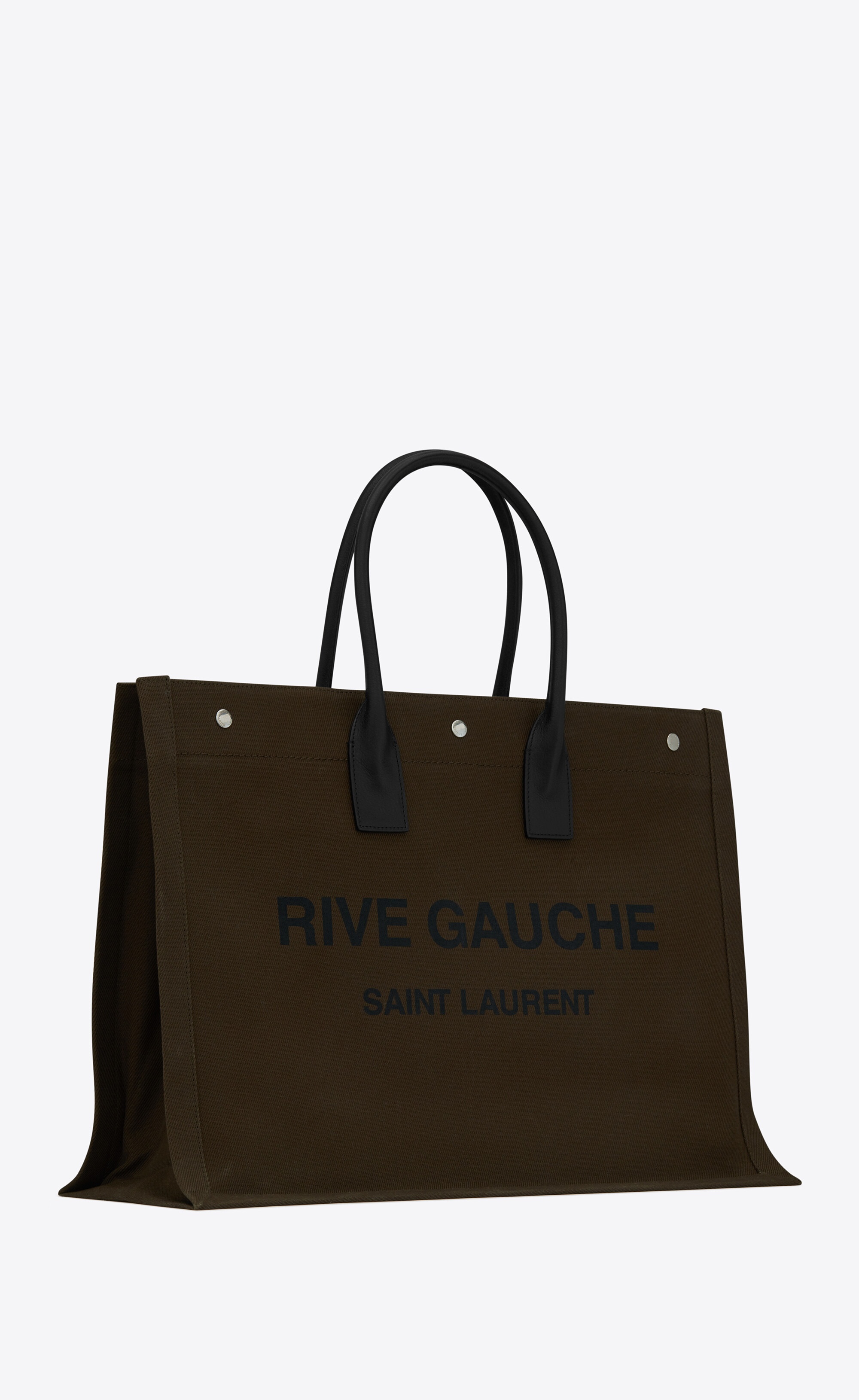 rive gauche large tote bag in printed canvas and leather - 4