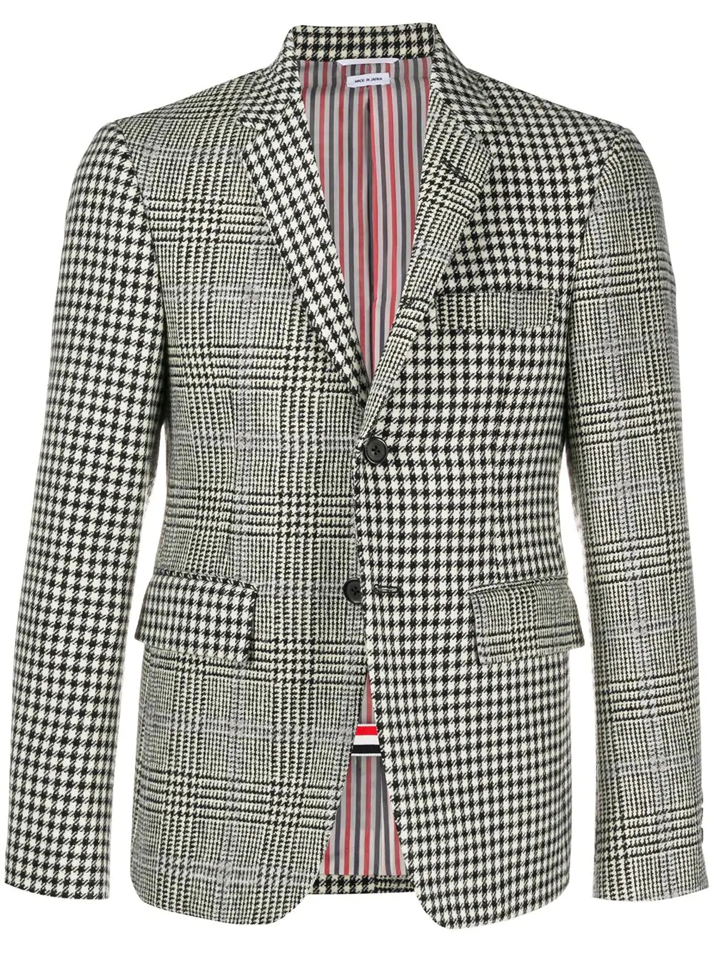 mixed check wool blazer - 1