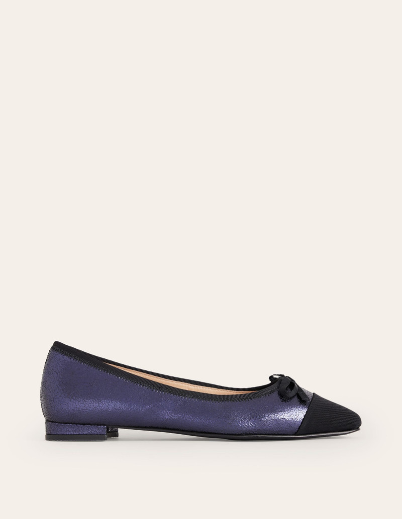 BODEN Toe Cap Ballet Flat-Navy Crackle Leather outlook