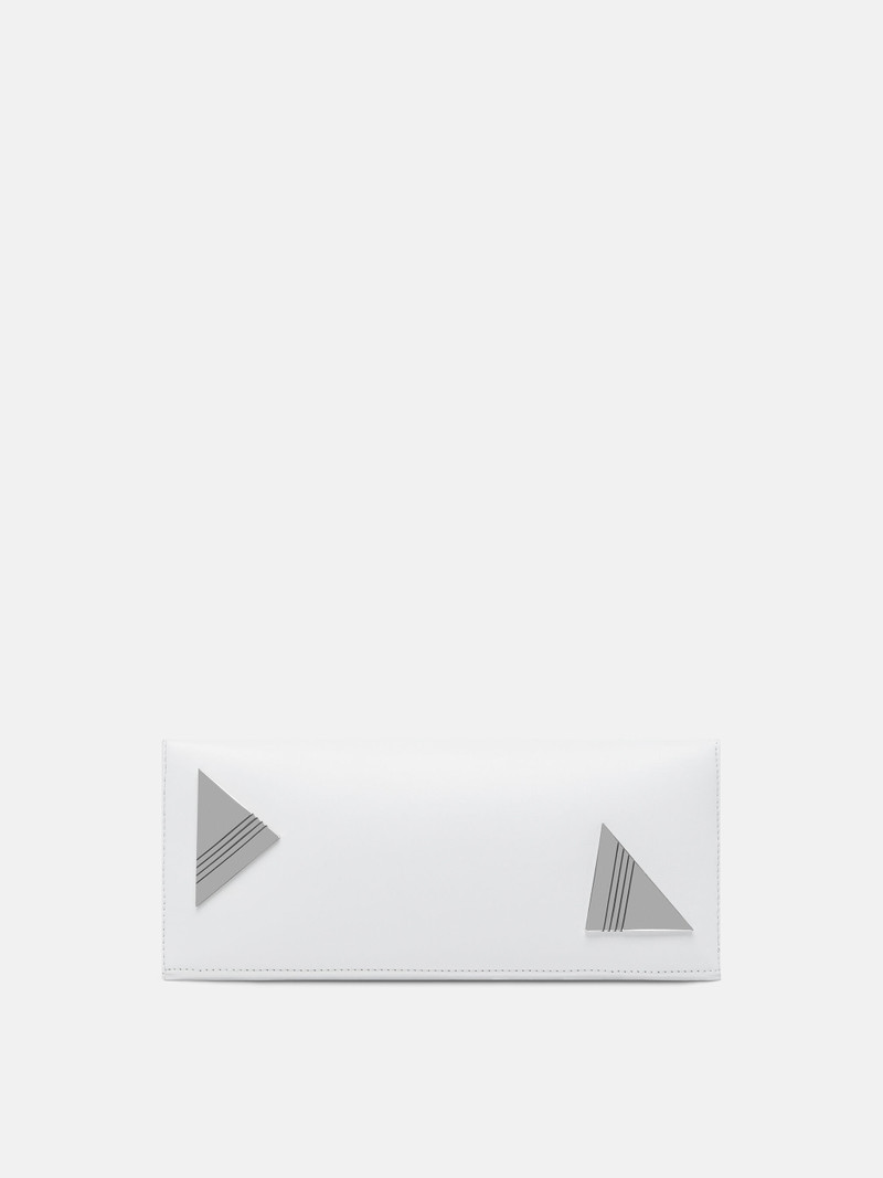 THE ATTICO ''8.30PM'' OPTICAL WHITE OVERSIZED CLUTCH outlook