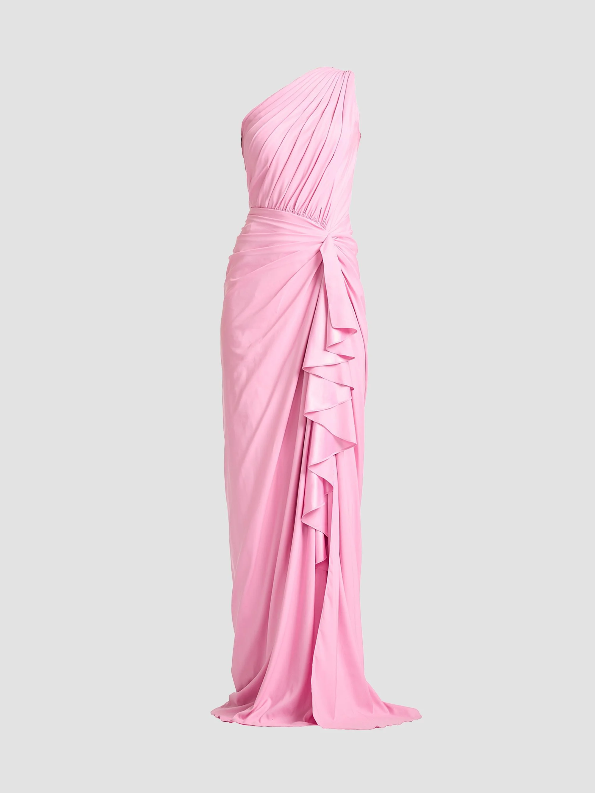 Women's Ruffled Jersey One-Shoulder Gown - Candy Pink - 1