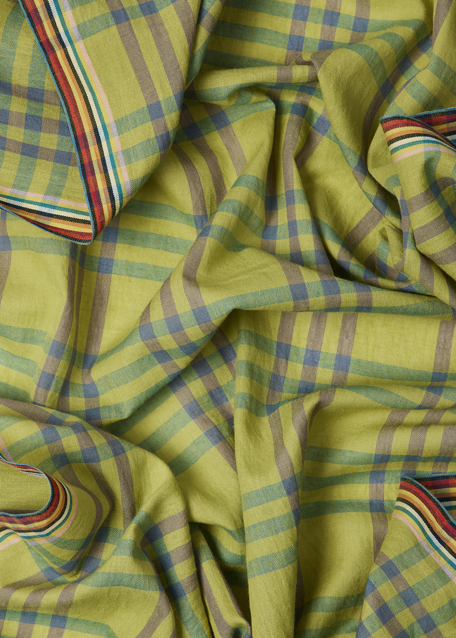 Green 'Signature Stripe' Check Scarf - 4