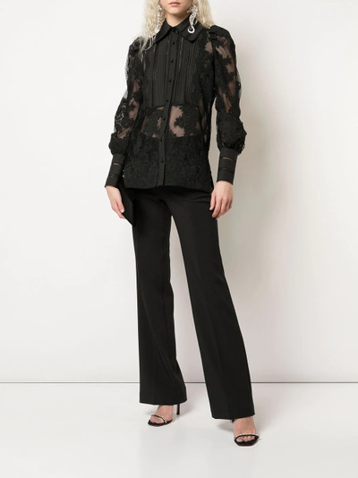 Marchesa lace long-sleeve blouse outlook