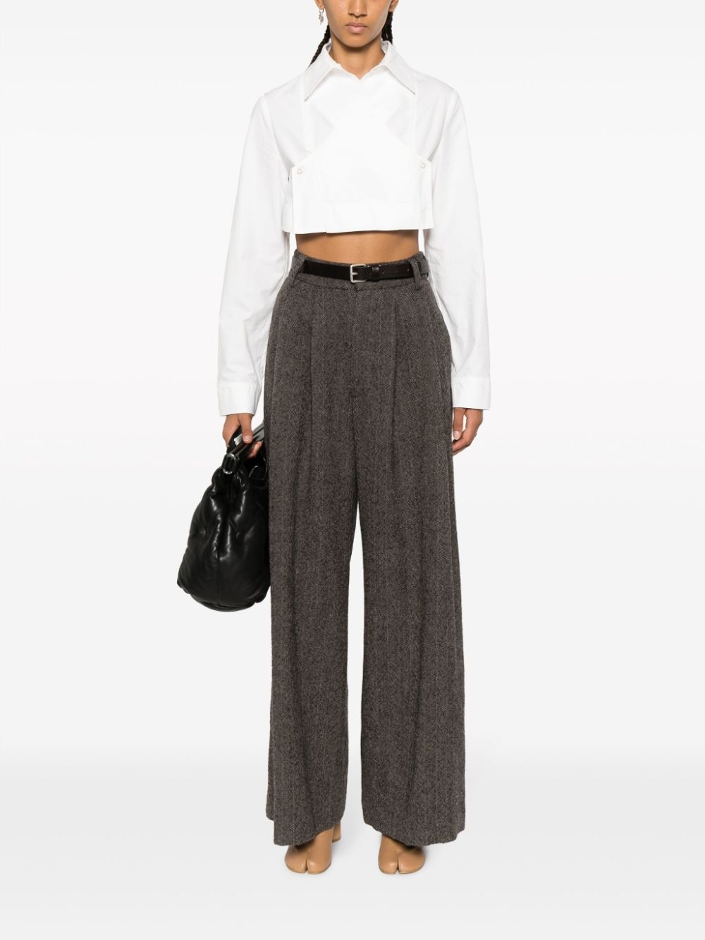 pleated wide-leg virgin wool trousers - 2