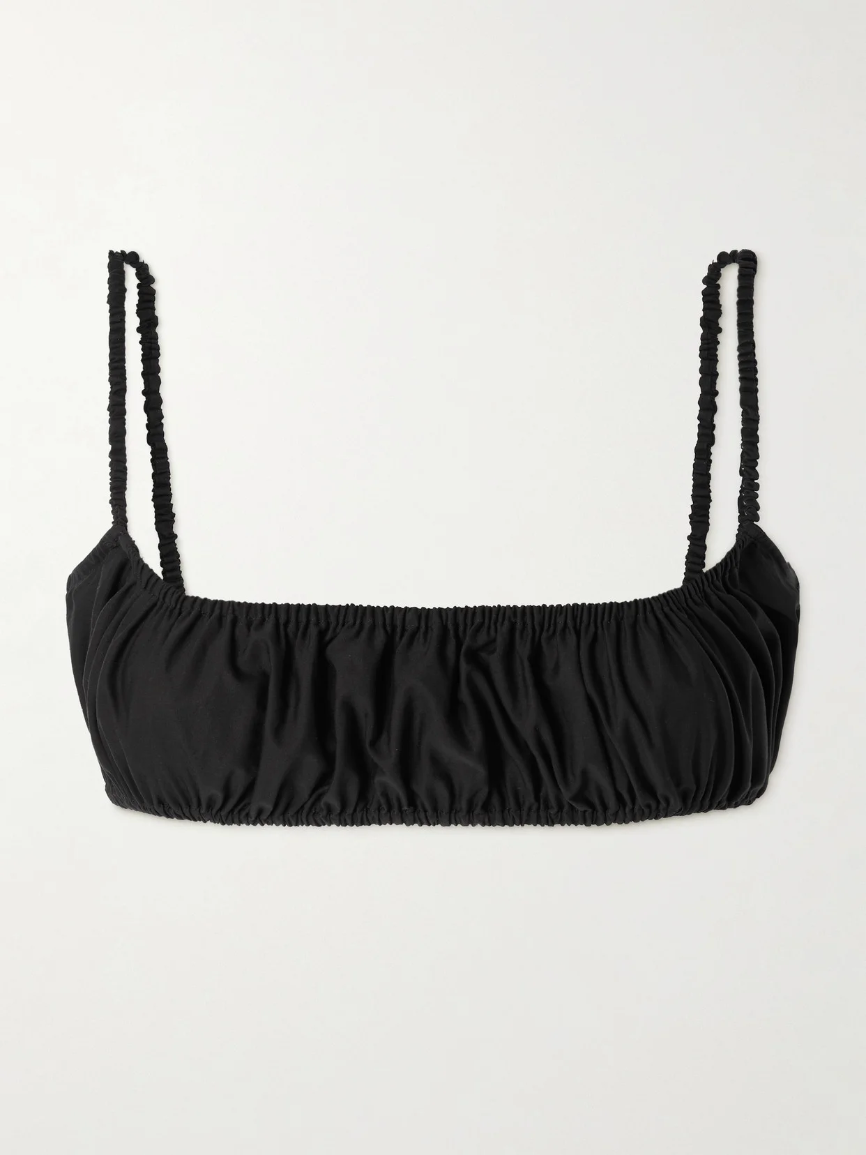 Gathered Cotton-poplin Bralette - 1