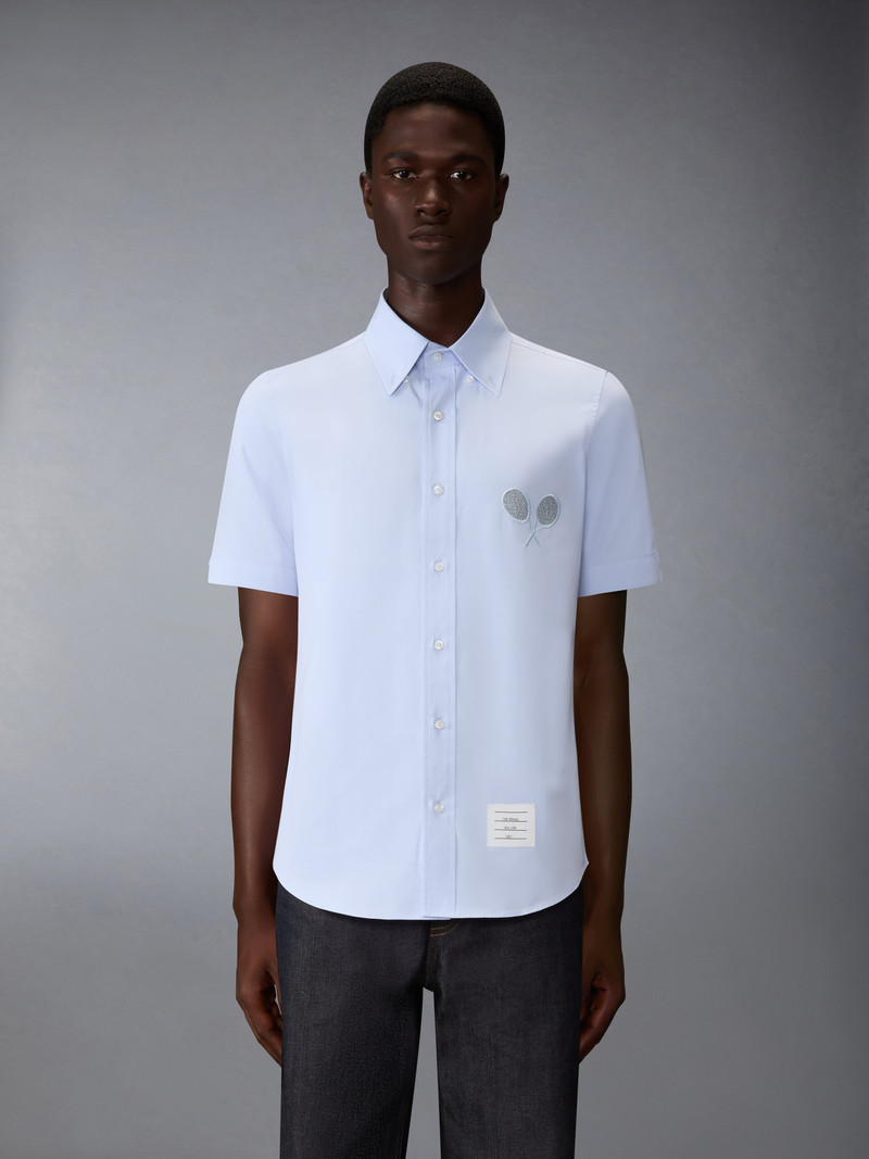 SOLID POPLIN TENNIS RACQUET EMBROIDERY SHORT SLEEVE SHIRT 3