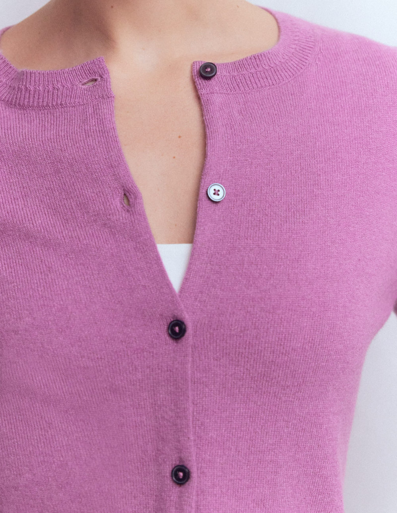 Eva Cashmere Crew Cardigan-Clover Purple 4