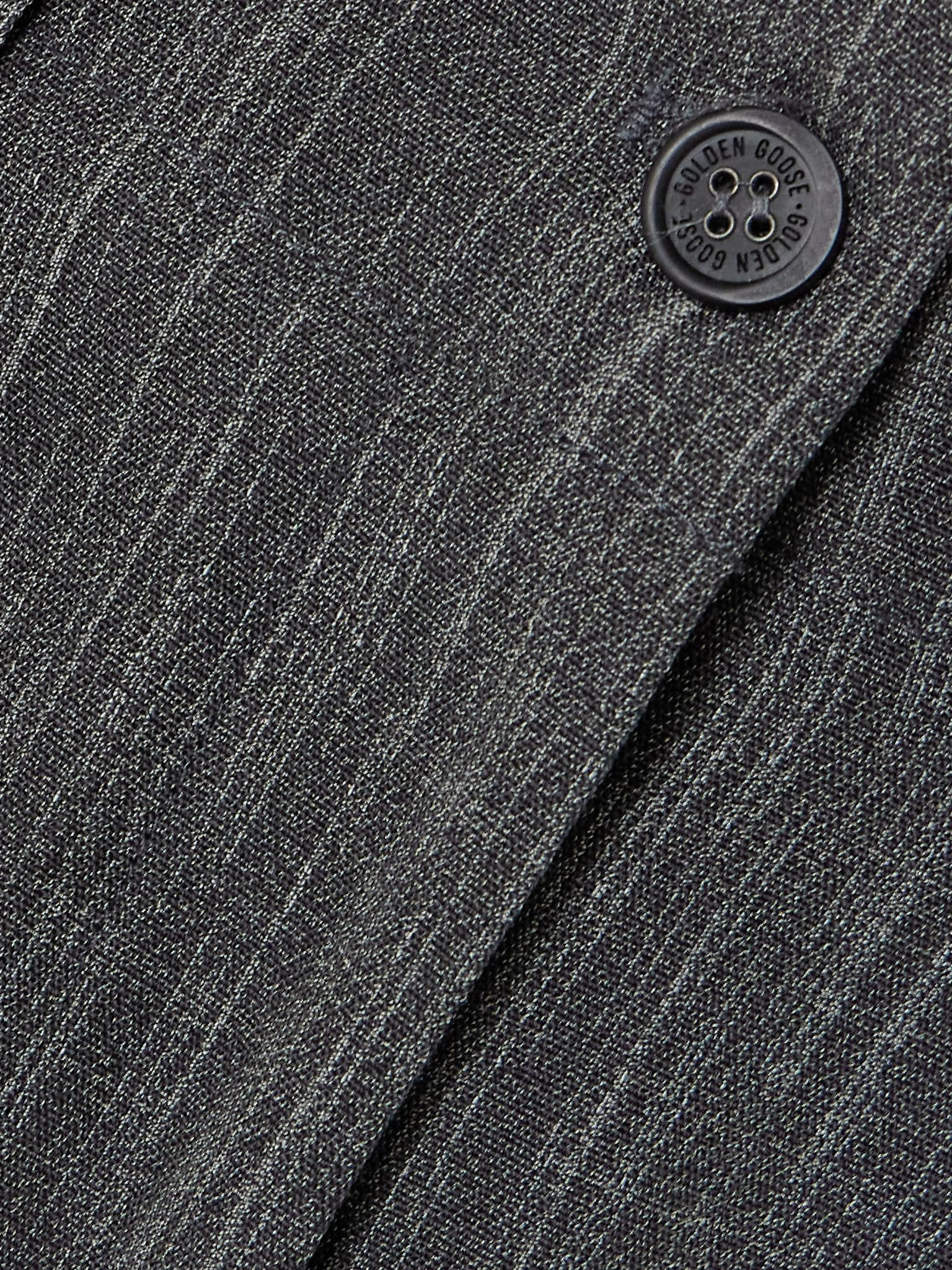 Pleated wool-blend straight-leg pants Brown - 5