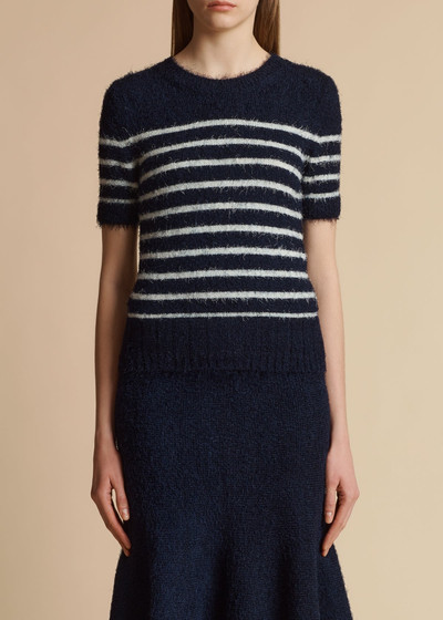 KHAITE The Luphia Sweater in Navy and Cream Stripe outlook