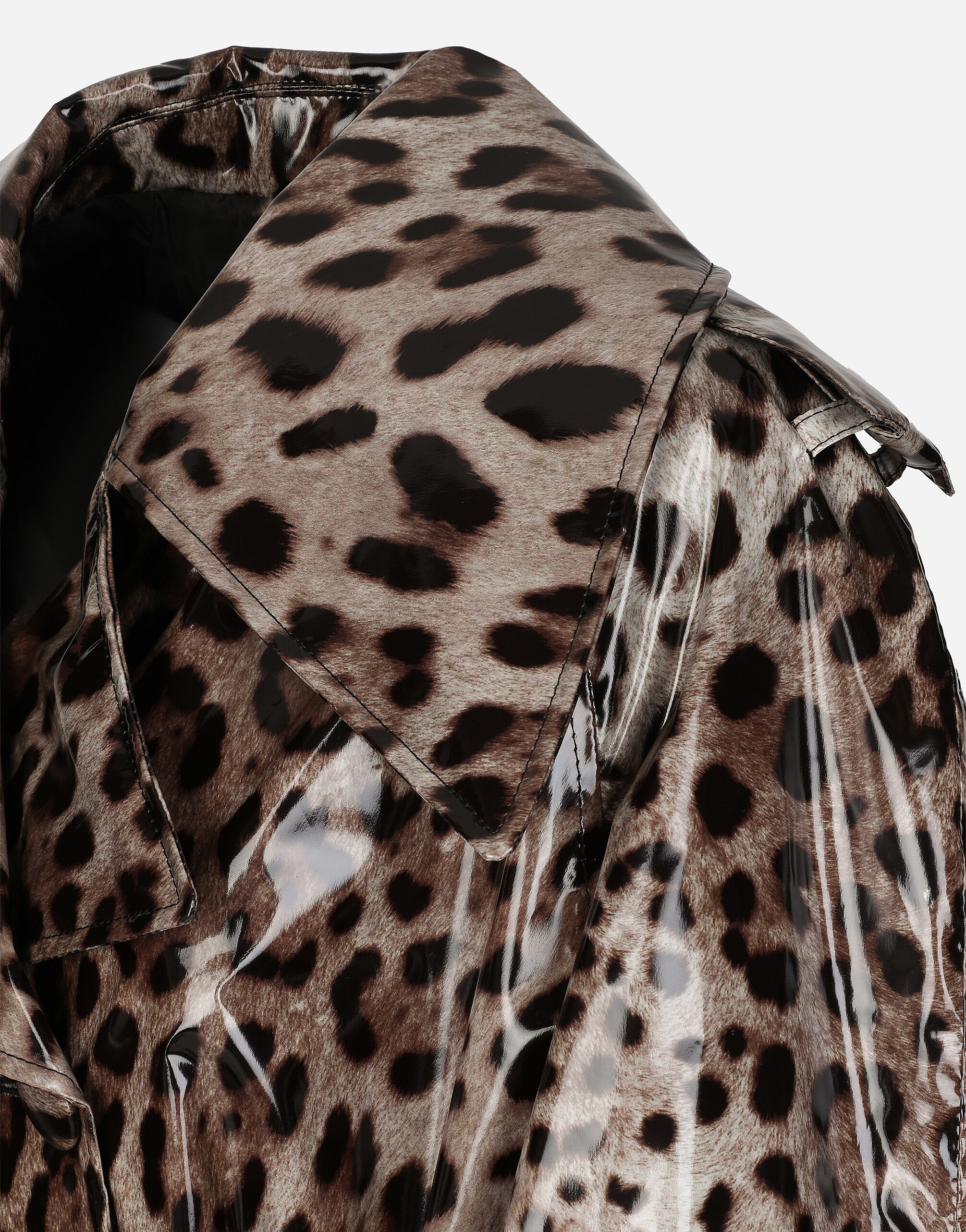 Leopard-print coated satin trench coat - 3