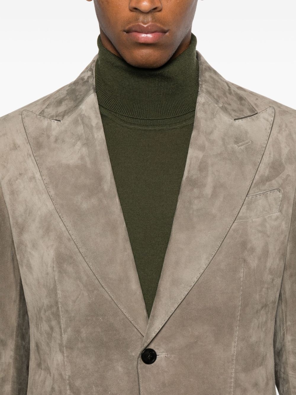 single-breasted suede blazer - 5