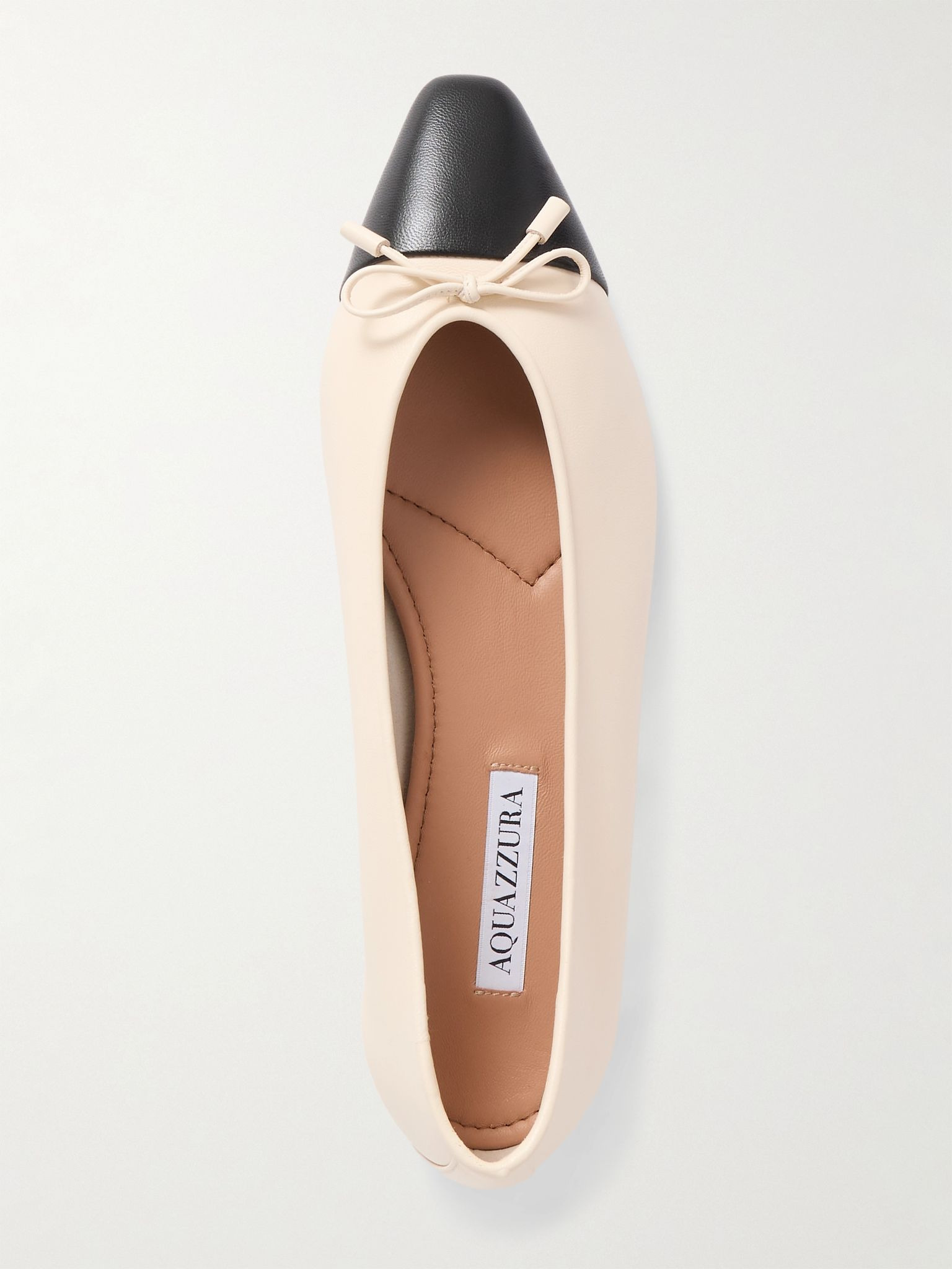 Gioia bow-detailed two-tone leather ballet flats Cream - 5