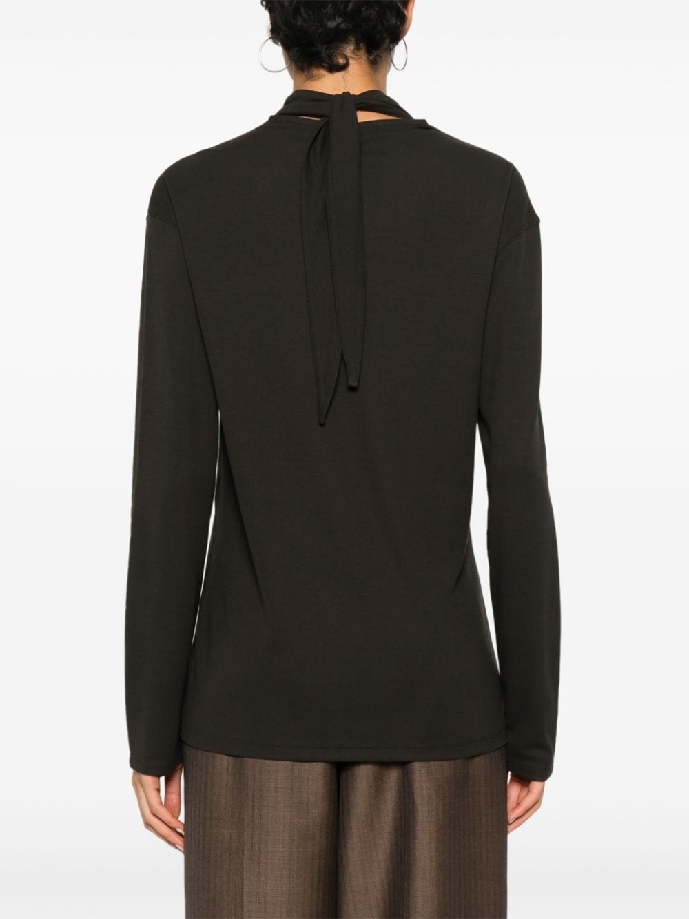 scarf-detail long-sleeve top - 4