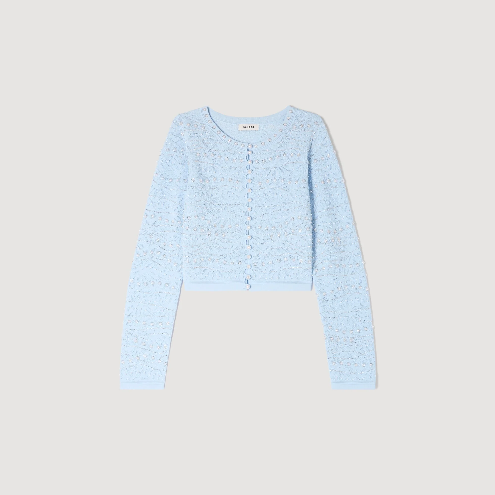 CROPPED PEARLED CARDIGAN - 1