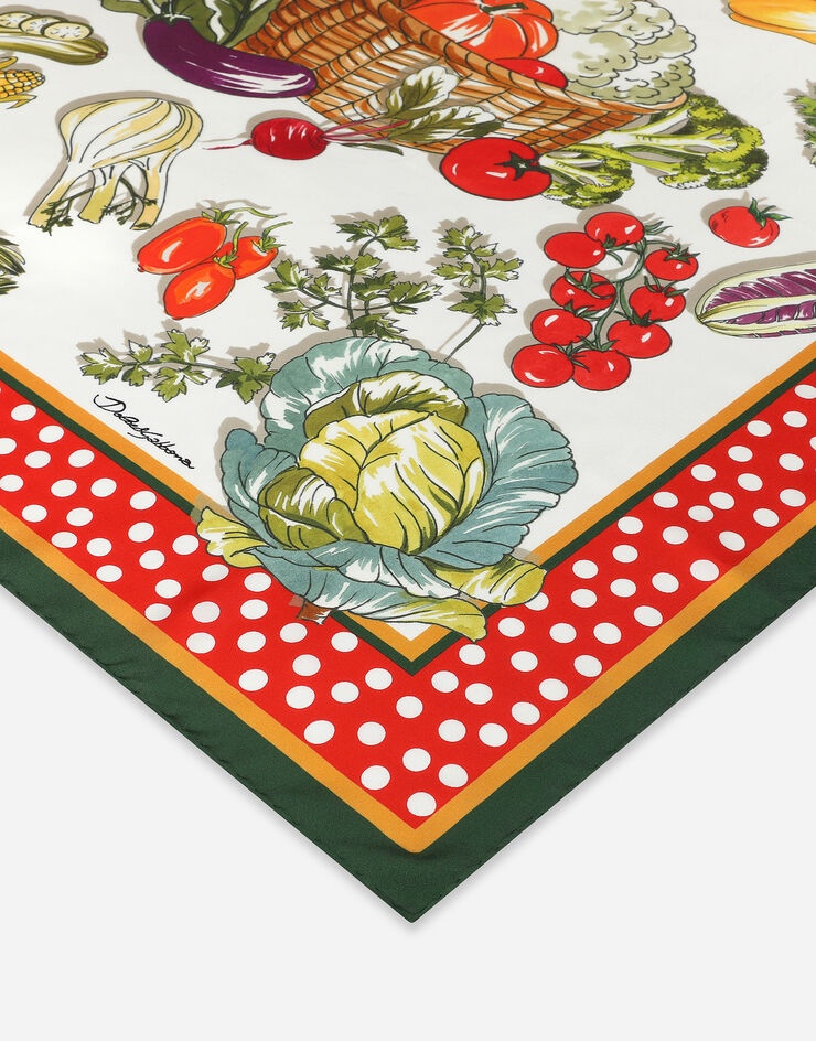 Vegetable-print twill scarf (90 x 90) - 3