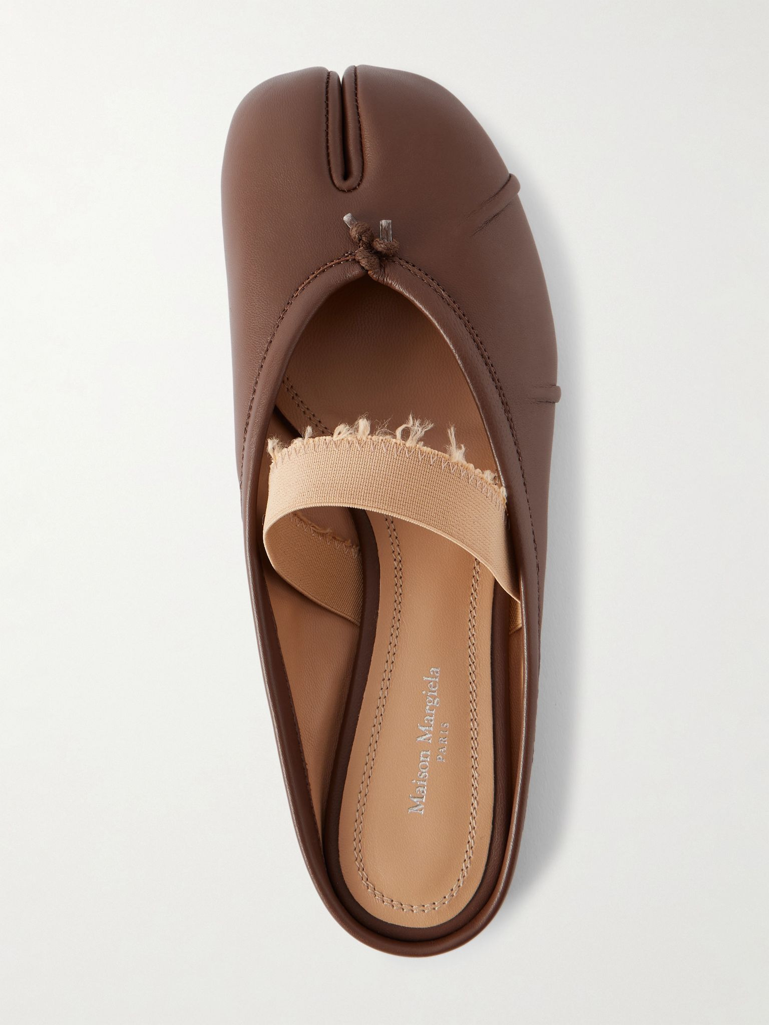 Tabi frayed split-toe leather ballet flats Brown - 5