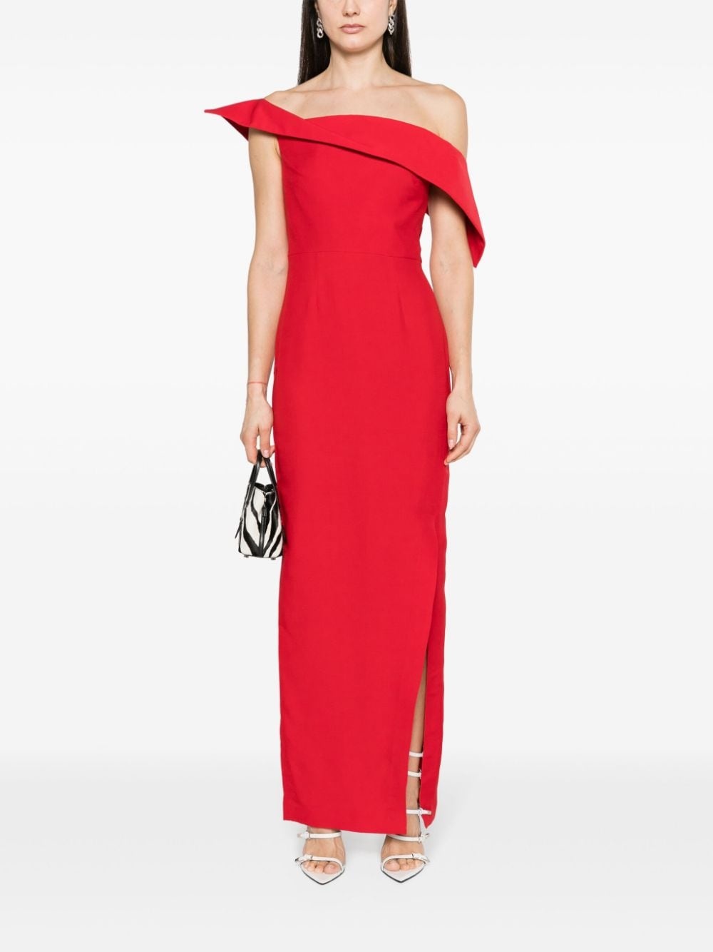 off-shoulder crepe gown - 2