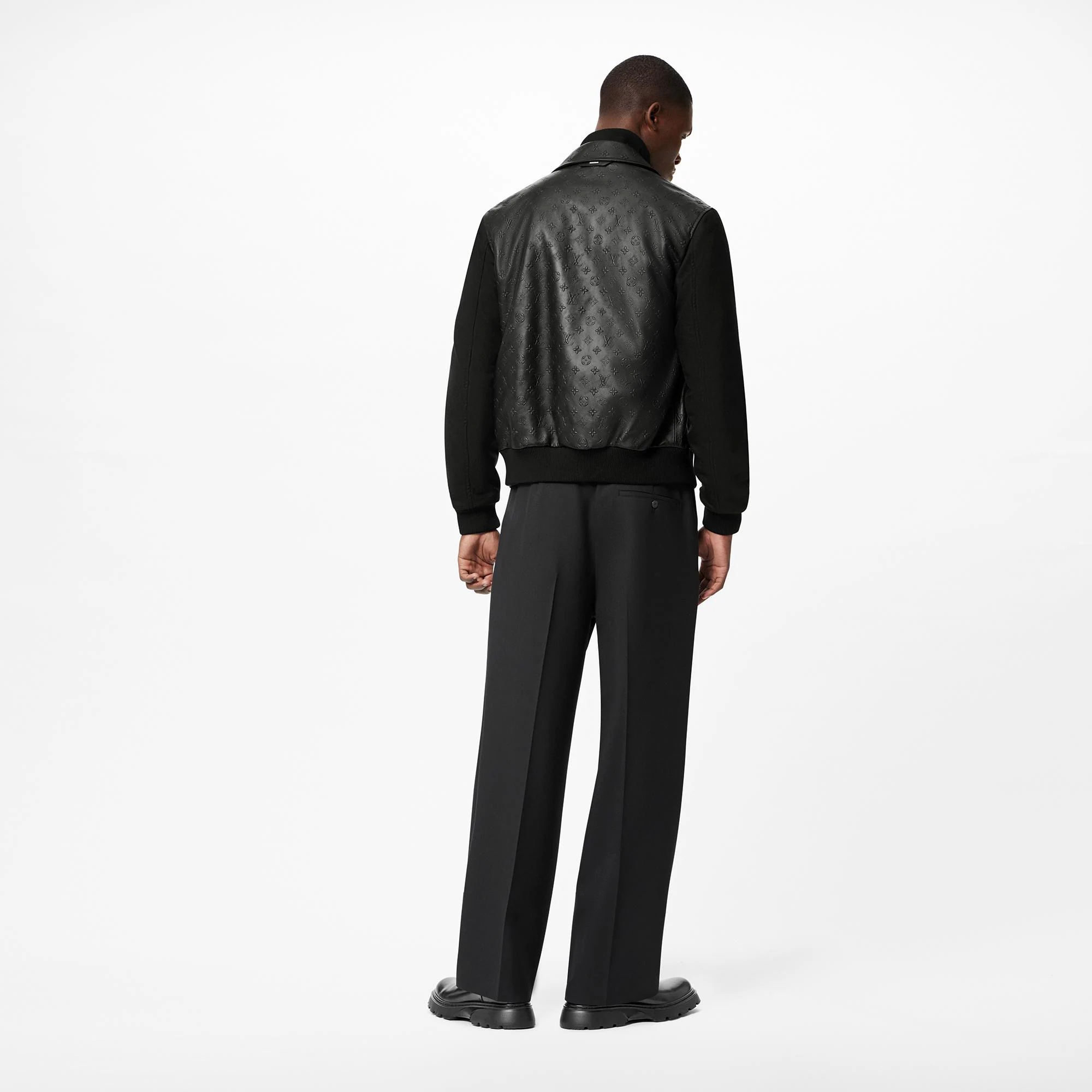 LVSE Embossed Monogram Mix Leather Blouson - 4