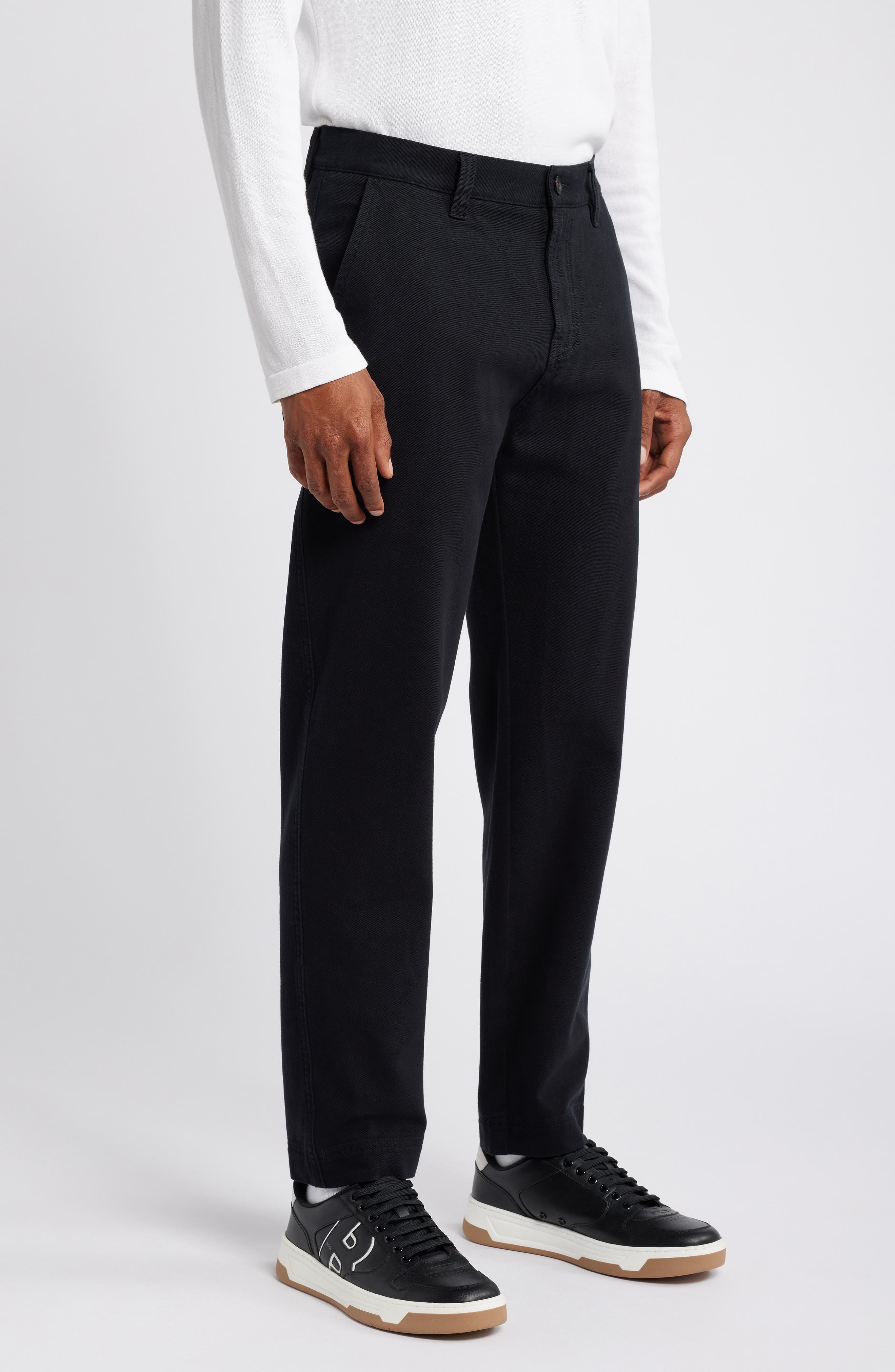 HUGO Zeebo Flat Front Cotton Twill Chinos in Black at Nordstrom - 3