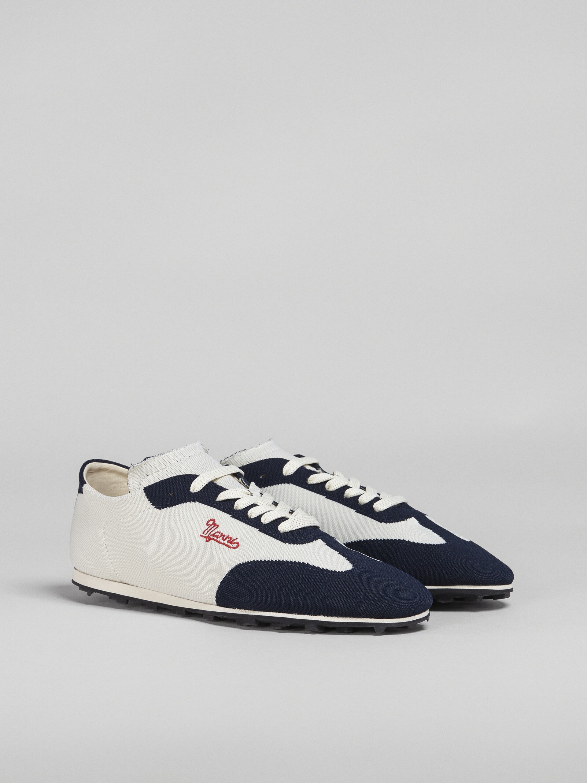 BEIGE AND BLUE STRETCH JACQUARD PEBBLE SNEAKER - 2
