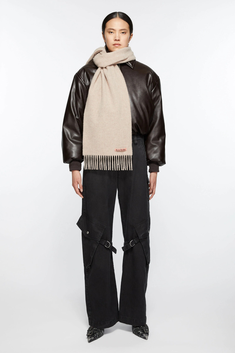 Acne Studios Fringe wool scarf - skinny - Oatmeal melange outlook