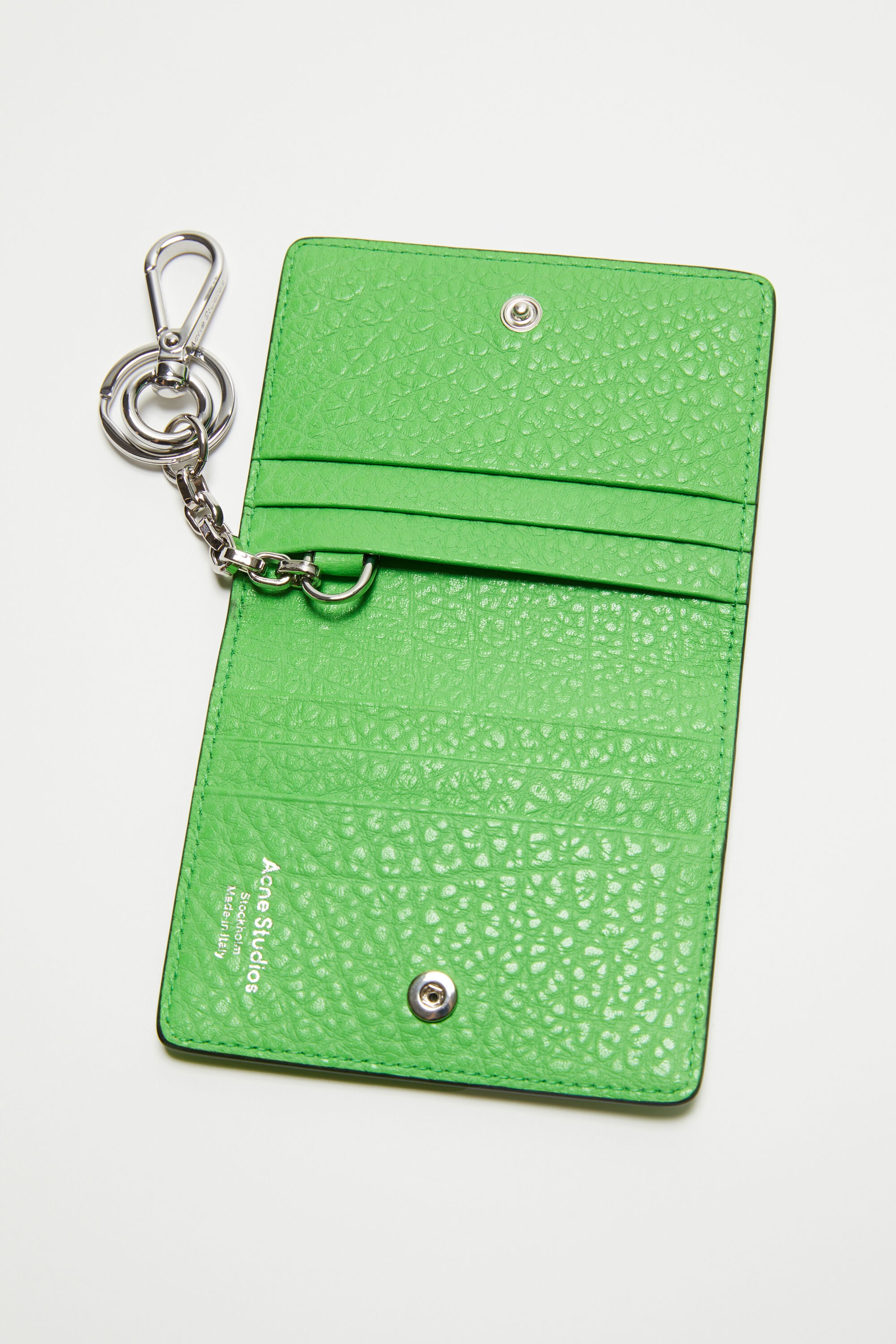 Folded leather wallet - Green - 5