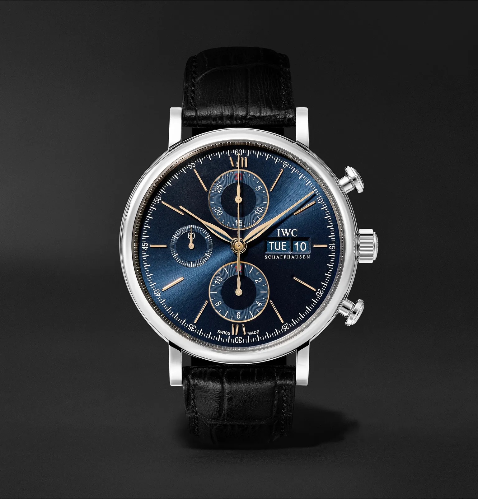 Portofino Automatic Chronograph 42mm Stainless Steel and Alligator Watch, Ref. No. IW391036 - 1