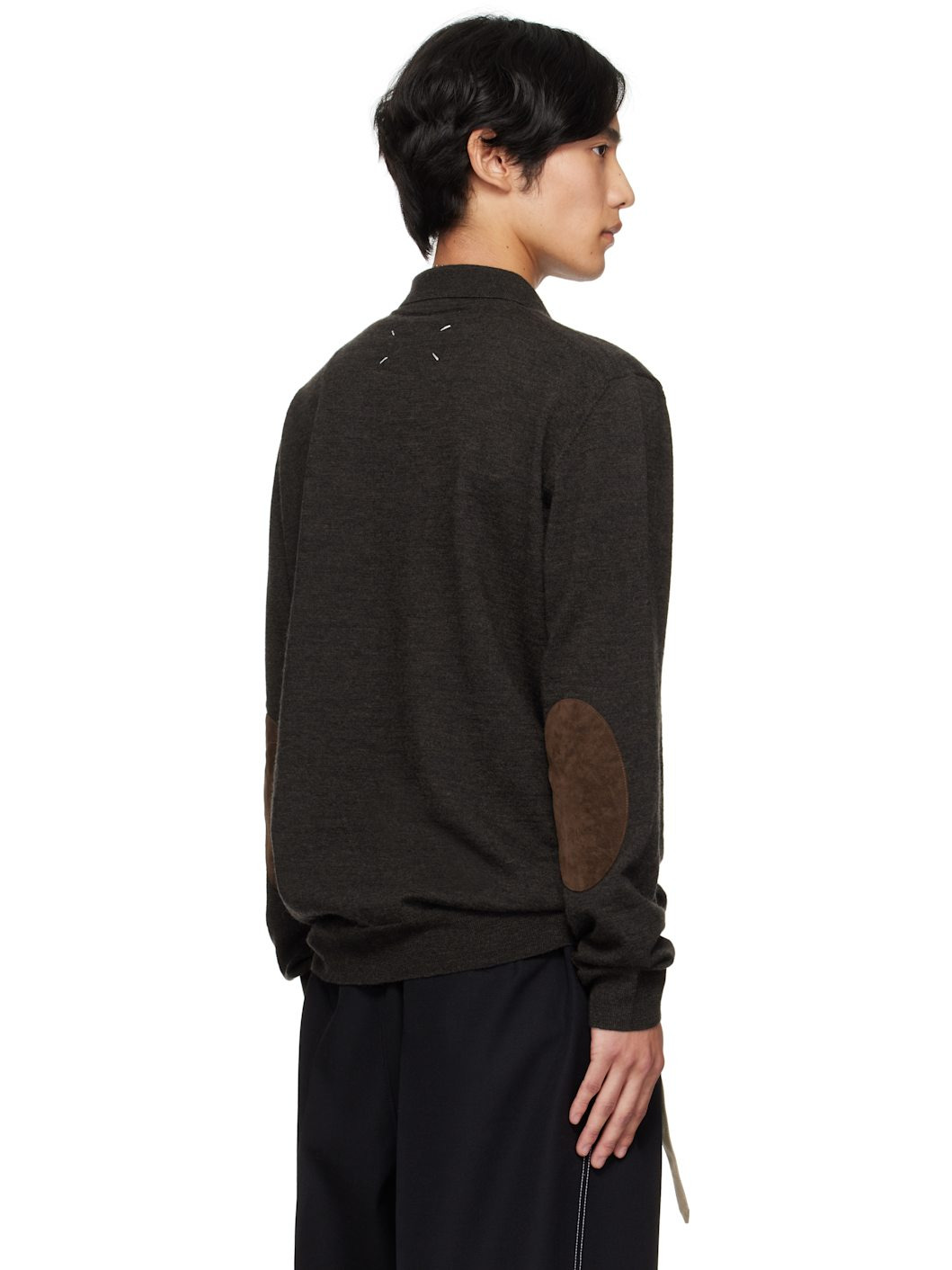 Brown Suede Elbow Patch Polo - 3