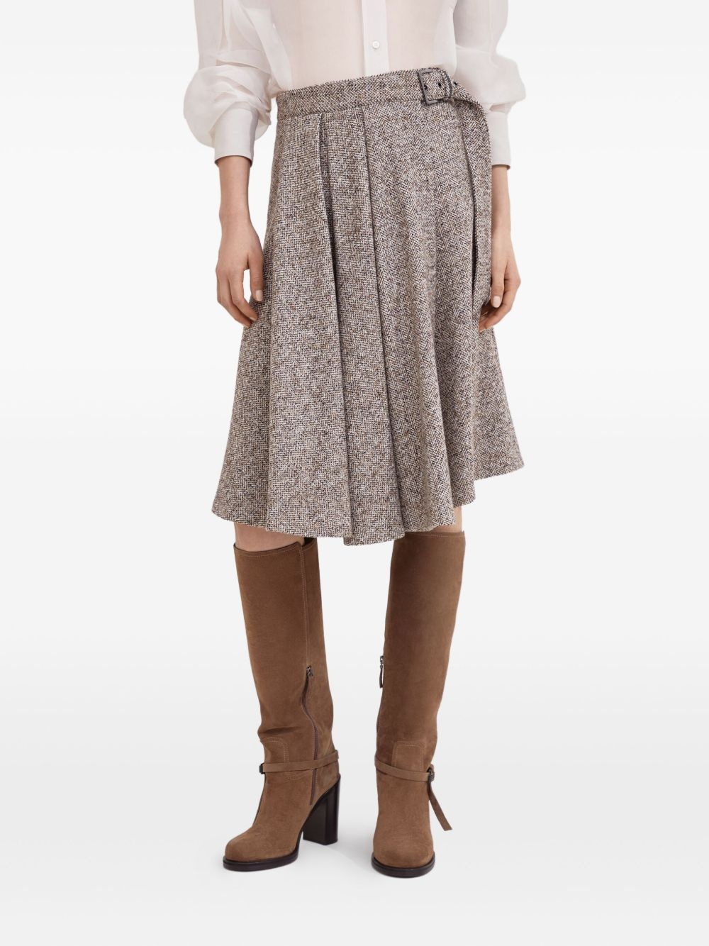 belted pleated skirt - 3