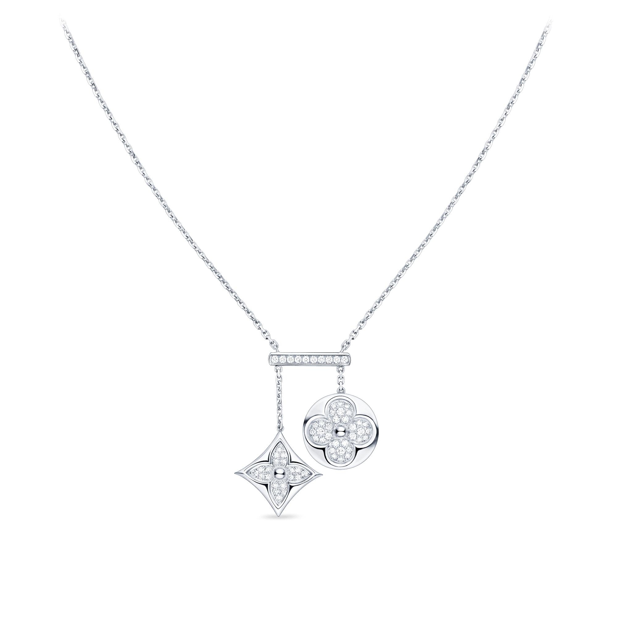 Color Blossom Neglige Necklace, White Gold And Diamonds - 1