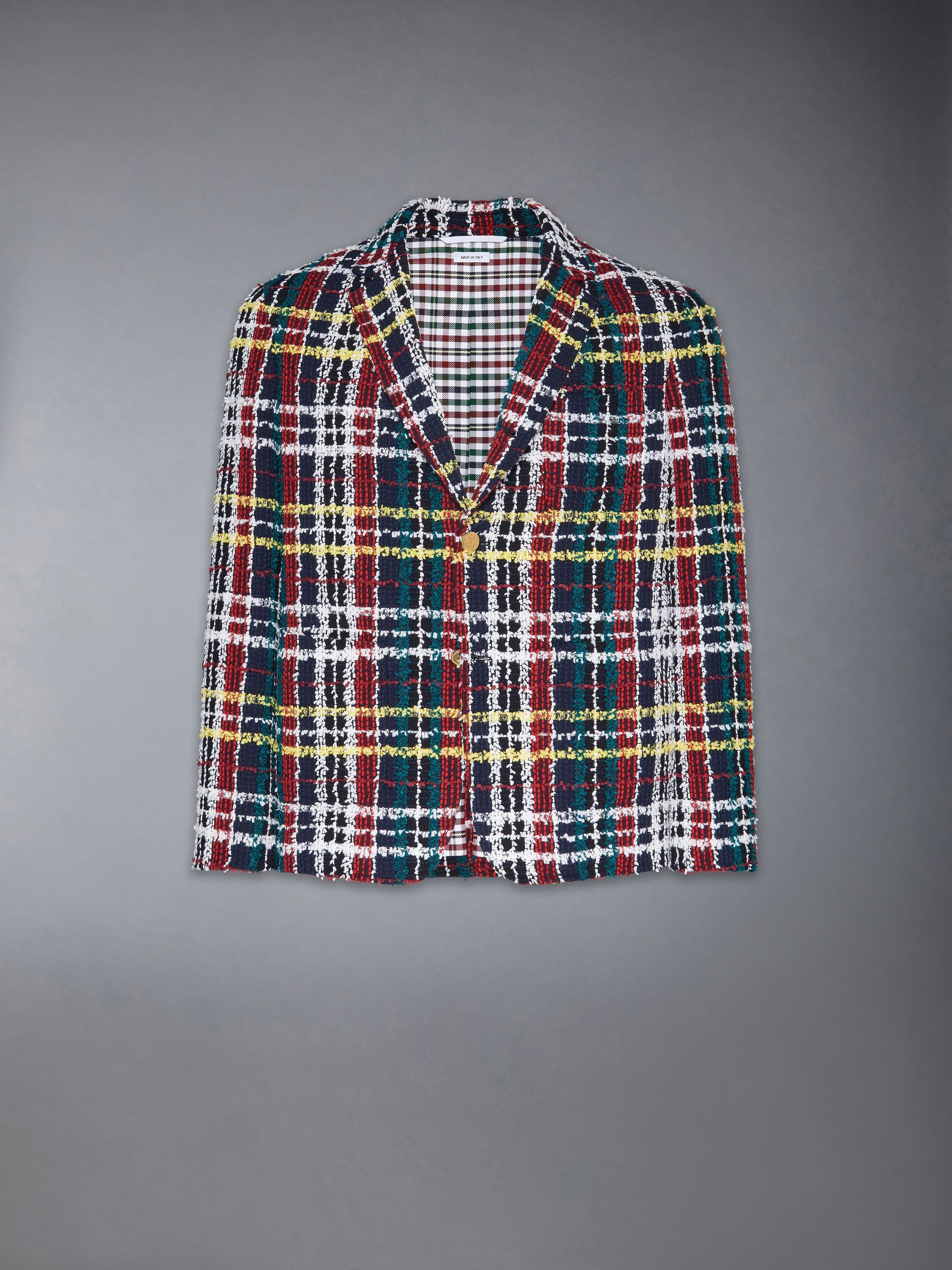 Hunting Tartan Eyelash Tweed Unconstructed Patch Pocket Sack Sport Coat - 7