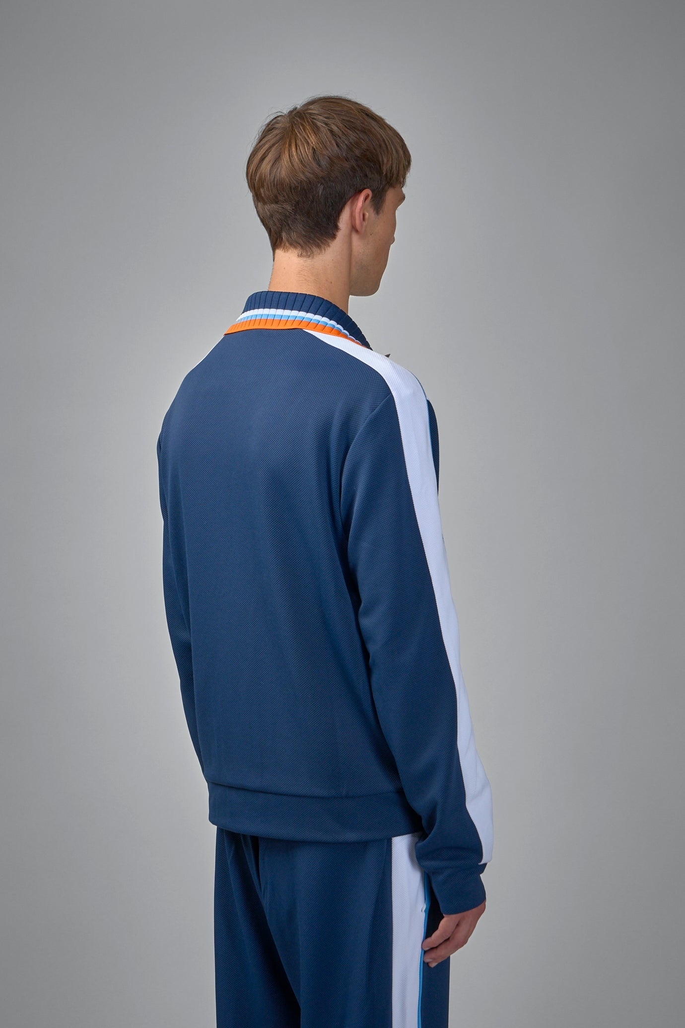 Mens Textured Track Jacket Round Pique - 4