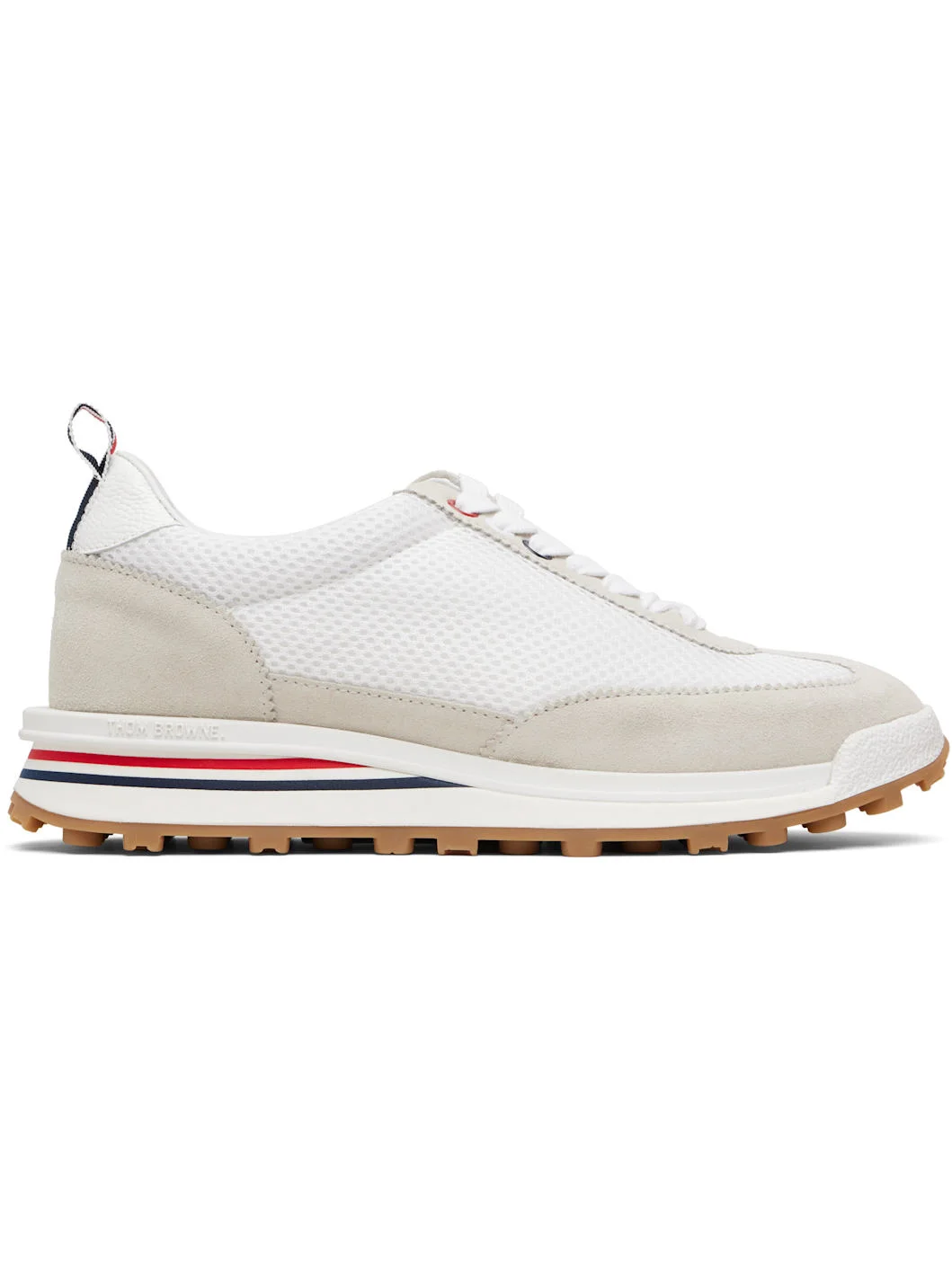 White & Beige Nylon Tech Runner Sneakers - 1