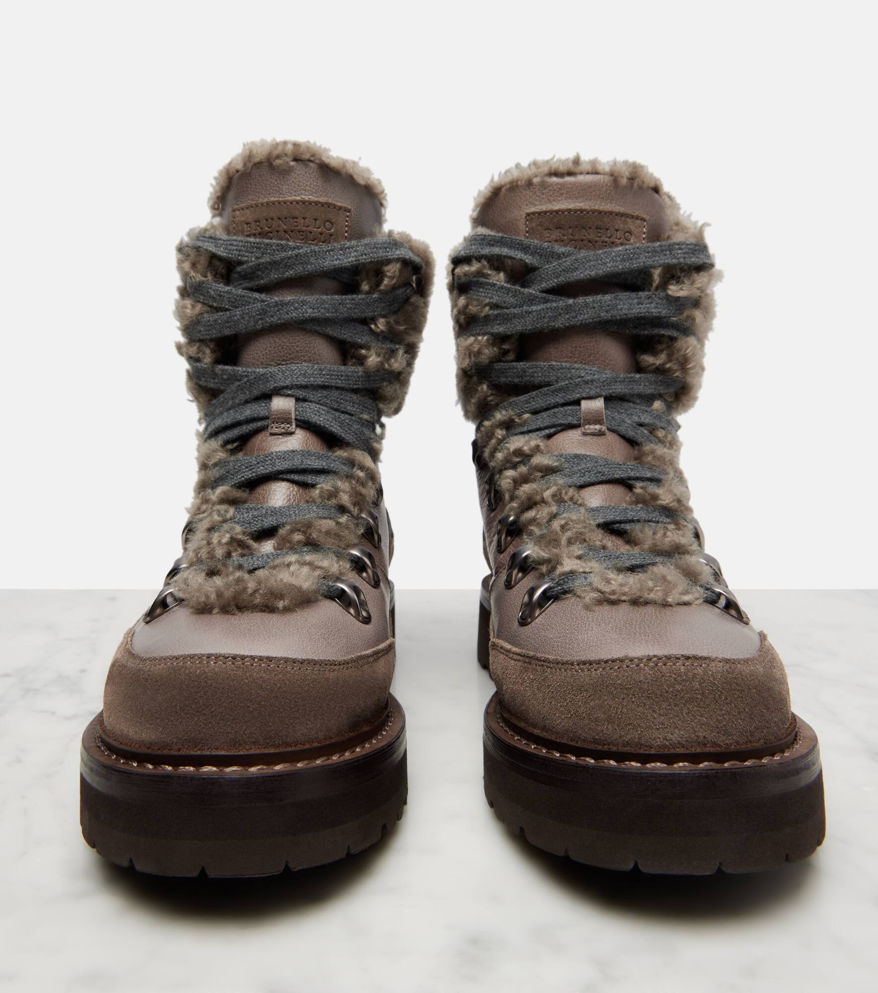 Shearling-lined leather ankle boots - 5