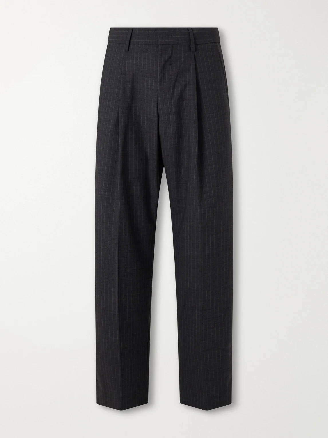 Kay 10037 Straight-Leg Pleated Pinstriped Woven Trousers - 1