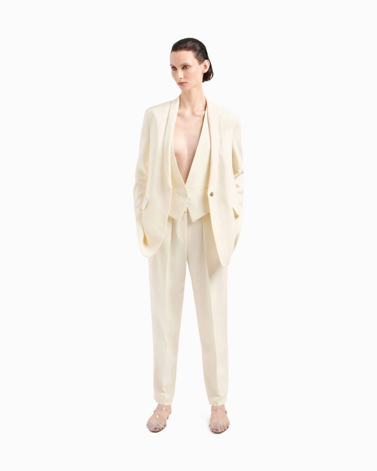 GLITTER SILK-CADY SINGLE-BREASTED JACKET - 2