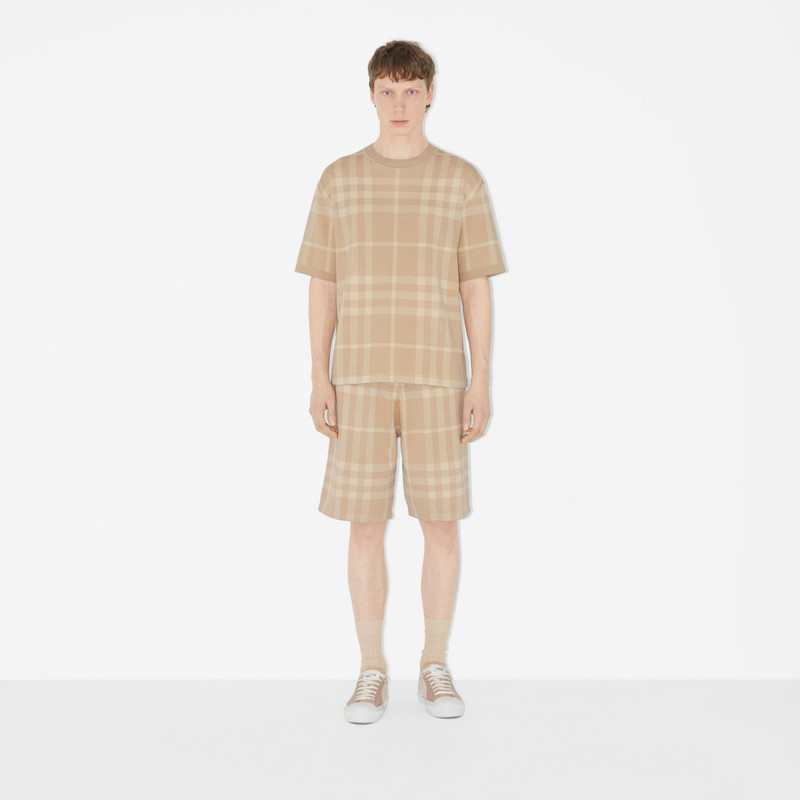 Burberry Check Wool Silk Jacquard Shorts outlook