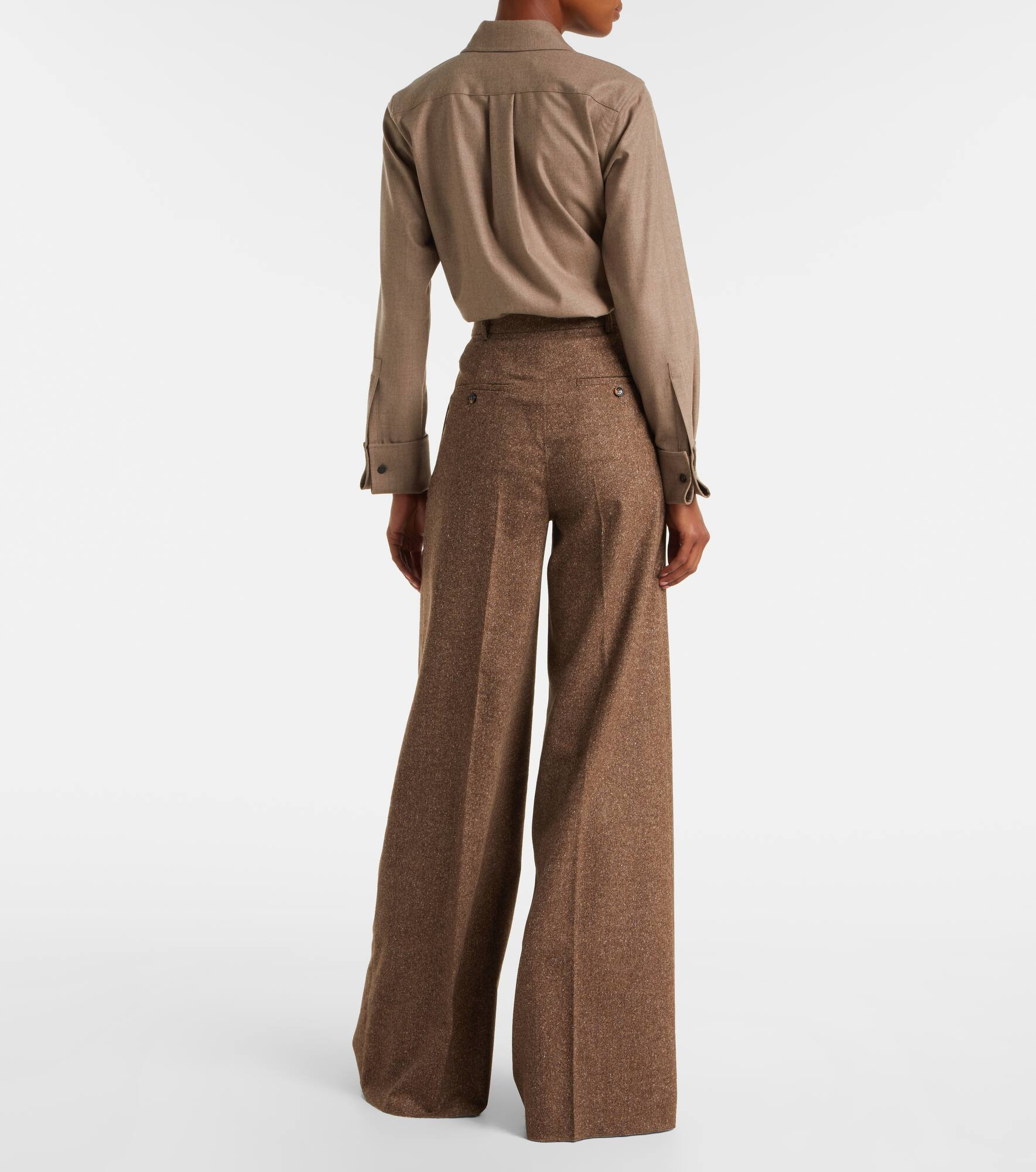 Brava wool and silk-blend wide-leg pants - 3