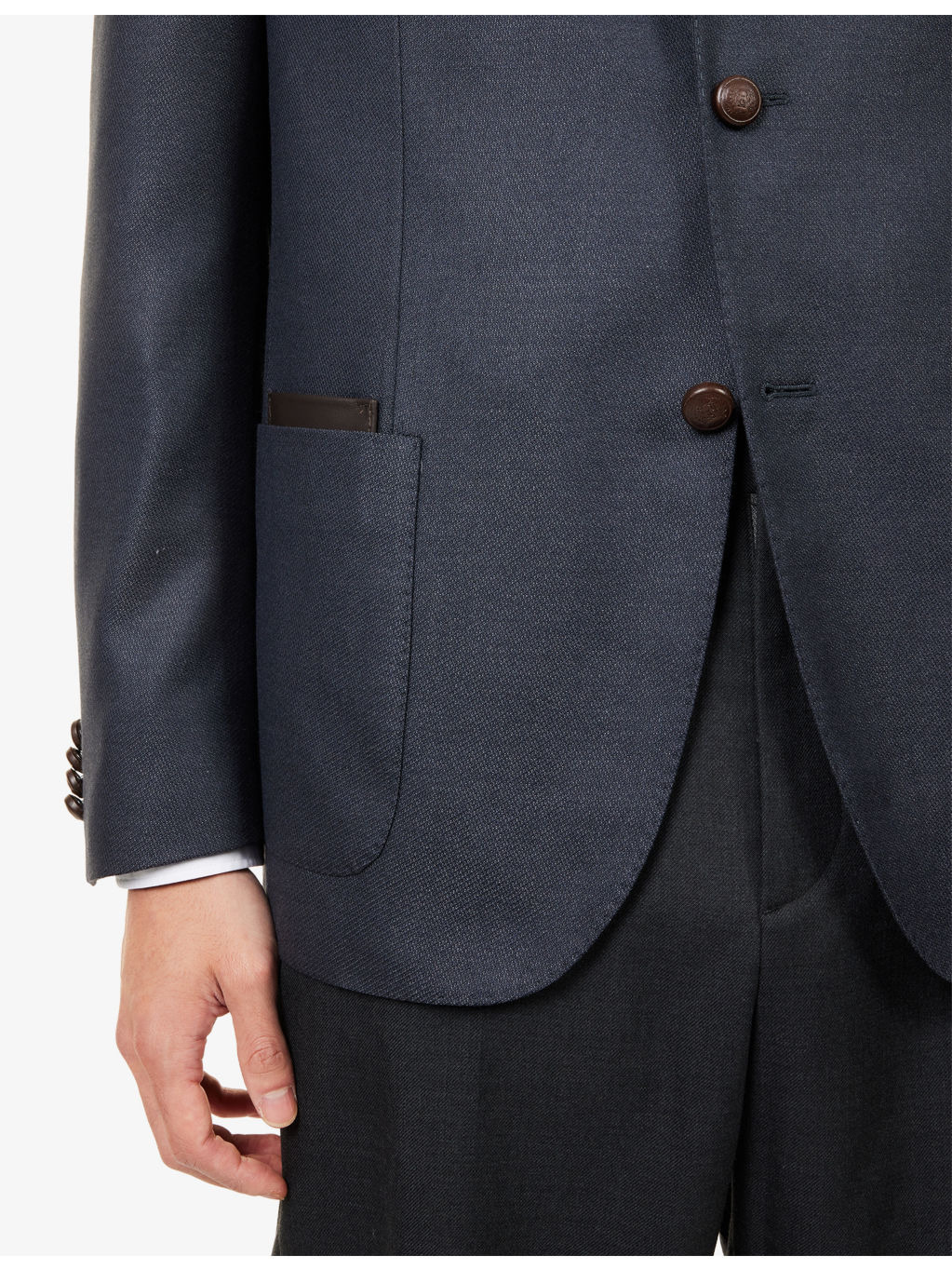 Single-Breasted Notched-Collar Silk-Wool Blend Jacket - 6